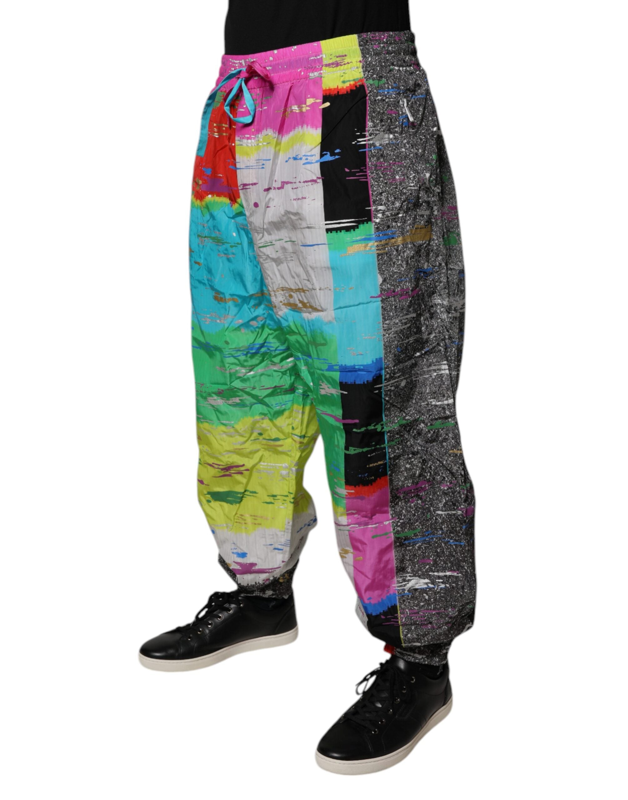 Dolce &amp; Gabbana – Mehrfarbige Jogginghose mit Patchwork und mittlerer Taille