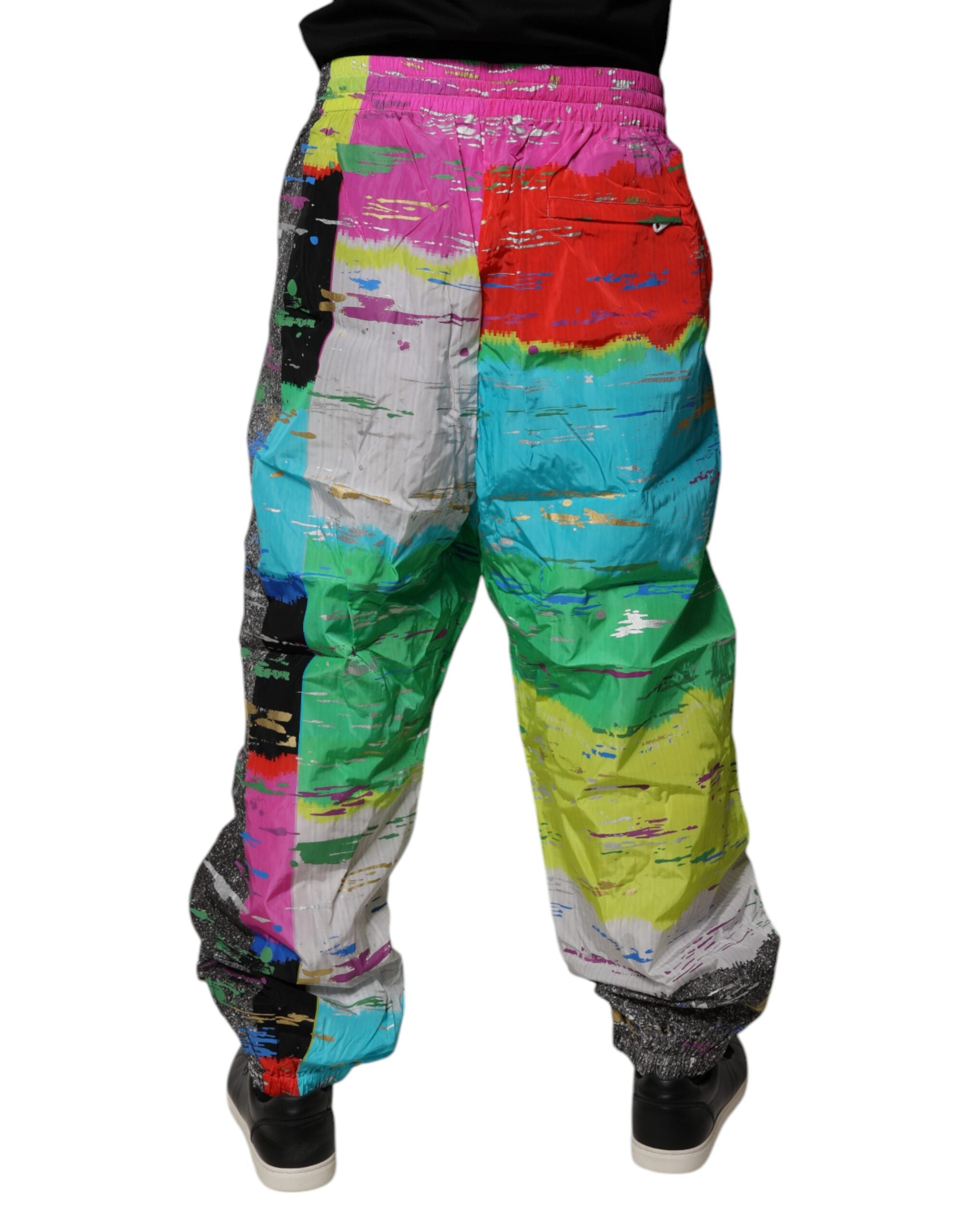 Dolce &amp; Gabbana – Mehrfarbige Jogginghose mit Patchwork und mittlerer Taille