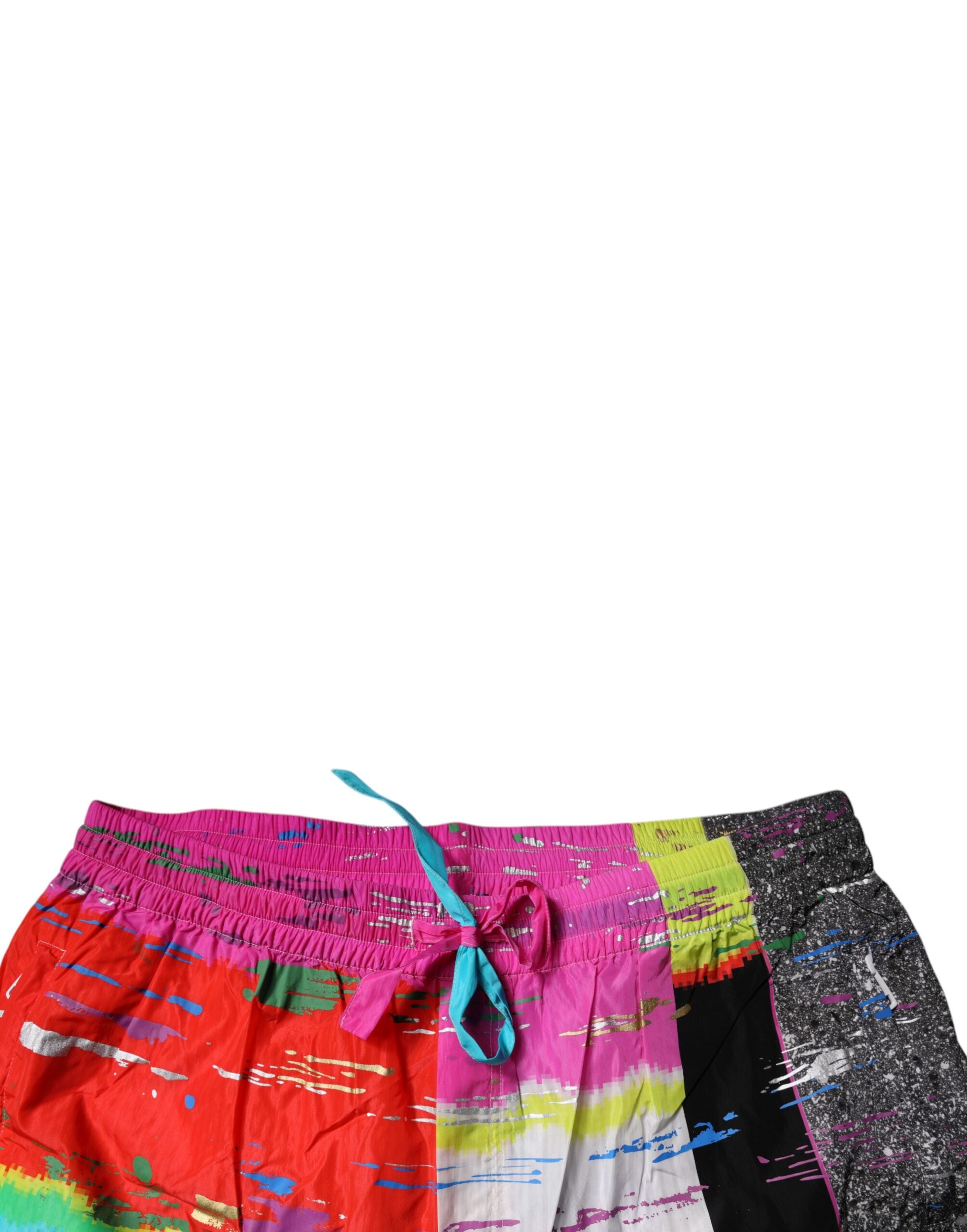 Dolce &amp; Gabbana – Mehrfarbige Jogginghose mit Patchwork und mittlerer Taille