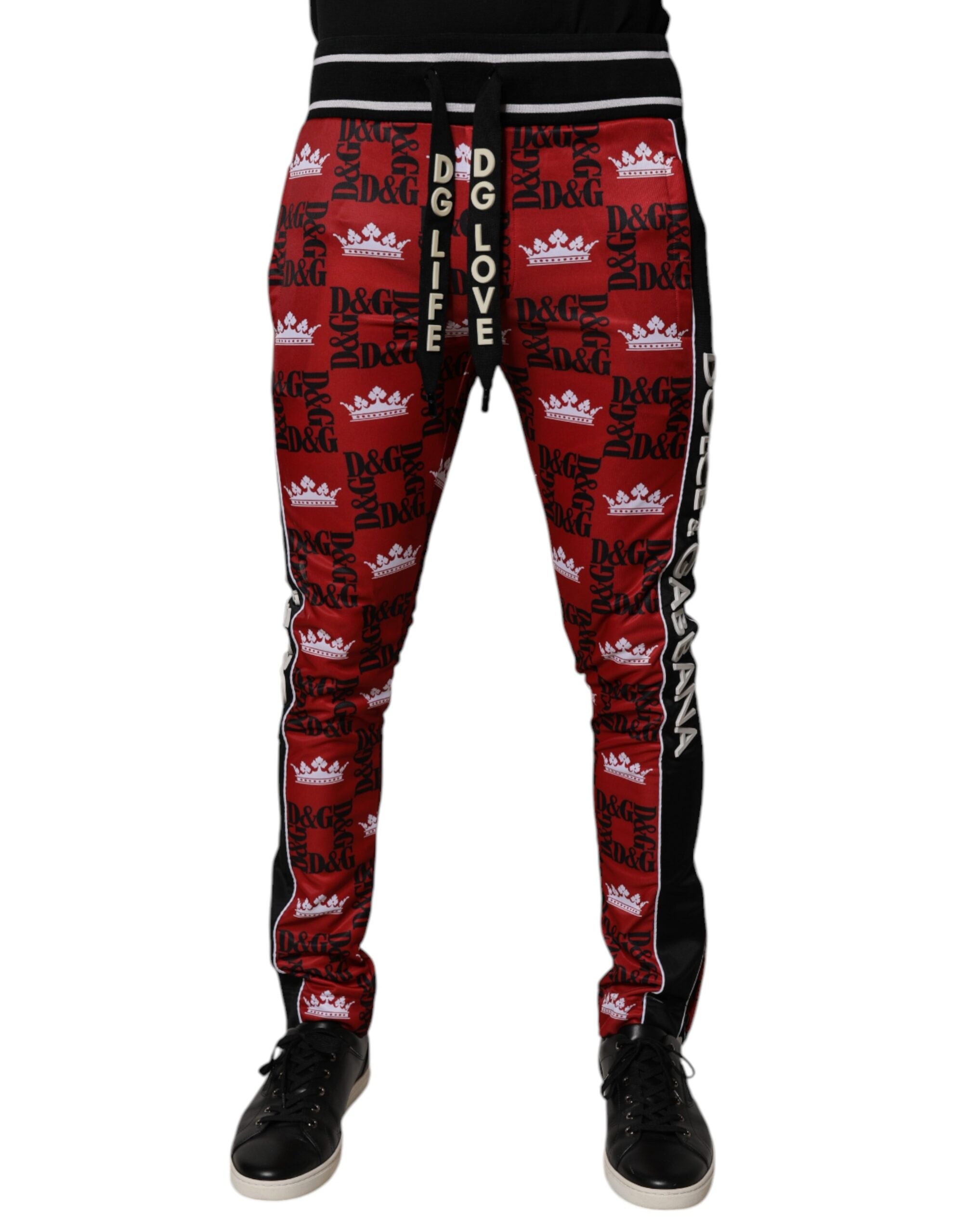Dolce &amp; Gabbana Red Crown Logo Monogramm Herren Jogginghose