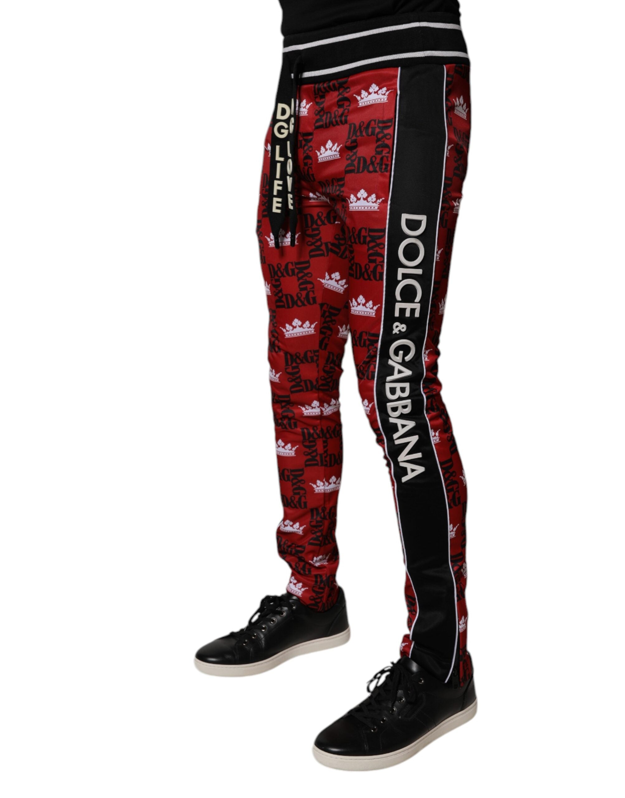 Dolce &amp; Gabbana Red Crown Logo Monogramm Herren Jogginghose