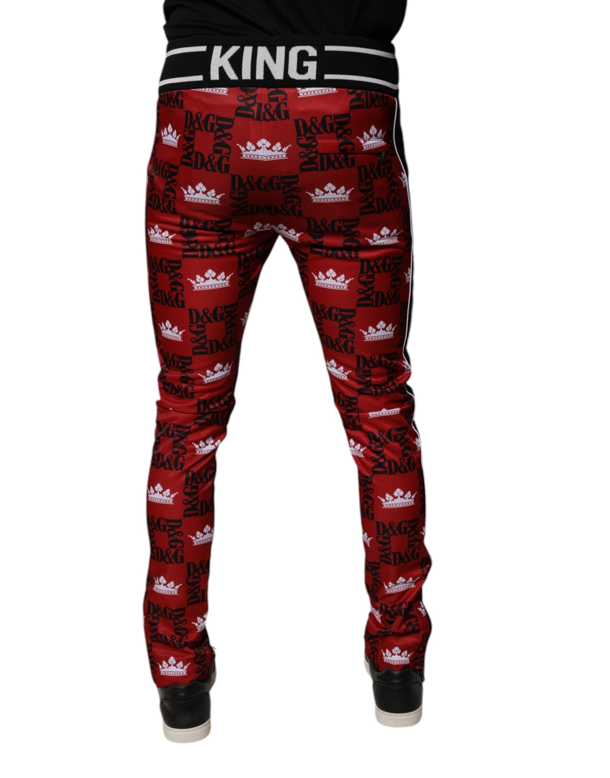 Dolce &amp; Gabbana Red Crown Logo Monogramm Herren Jogginghose