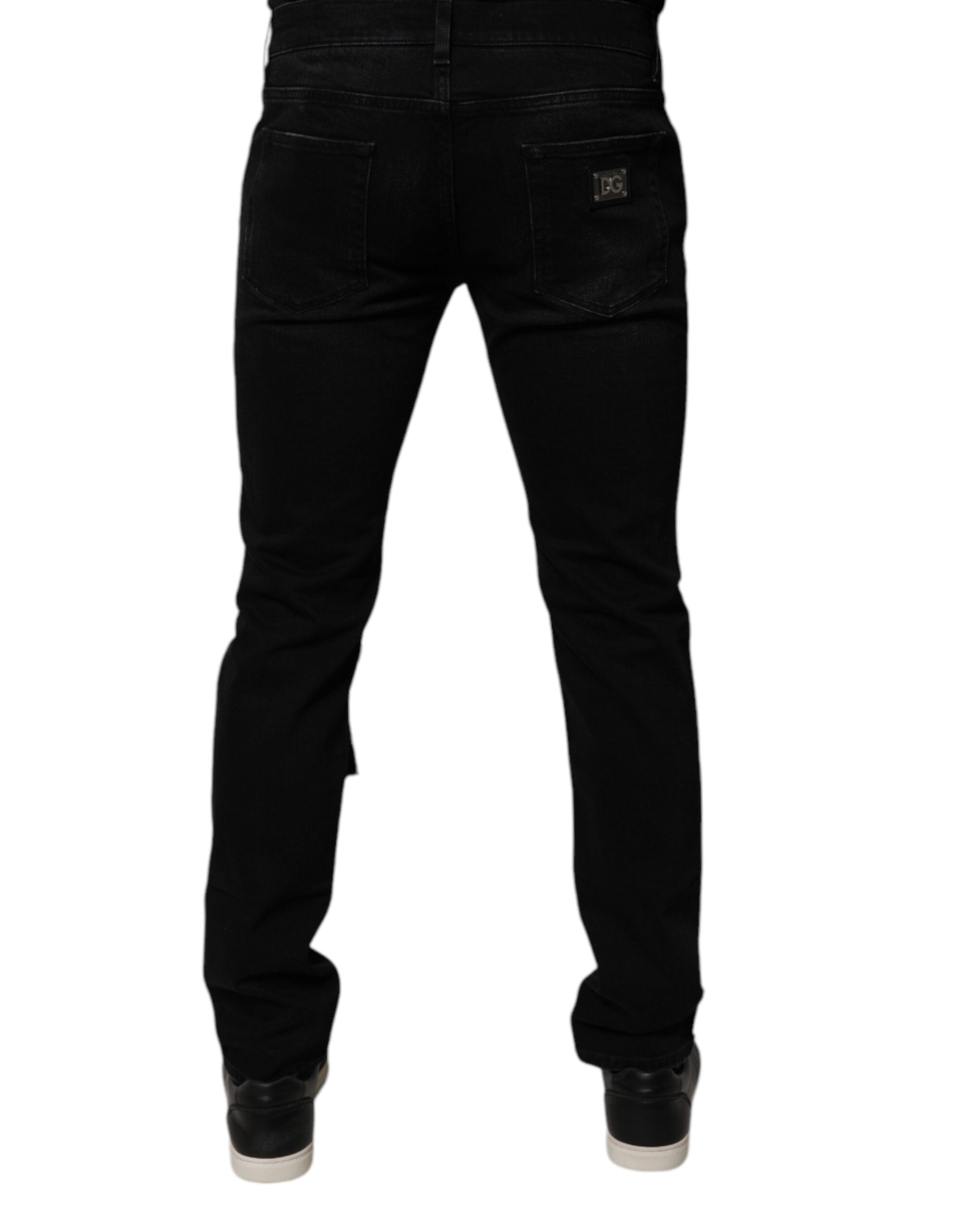 Dolce &amp; Gabbana Schwarze Skinny Jeans aus zerrissener Baumwolle für Herren