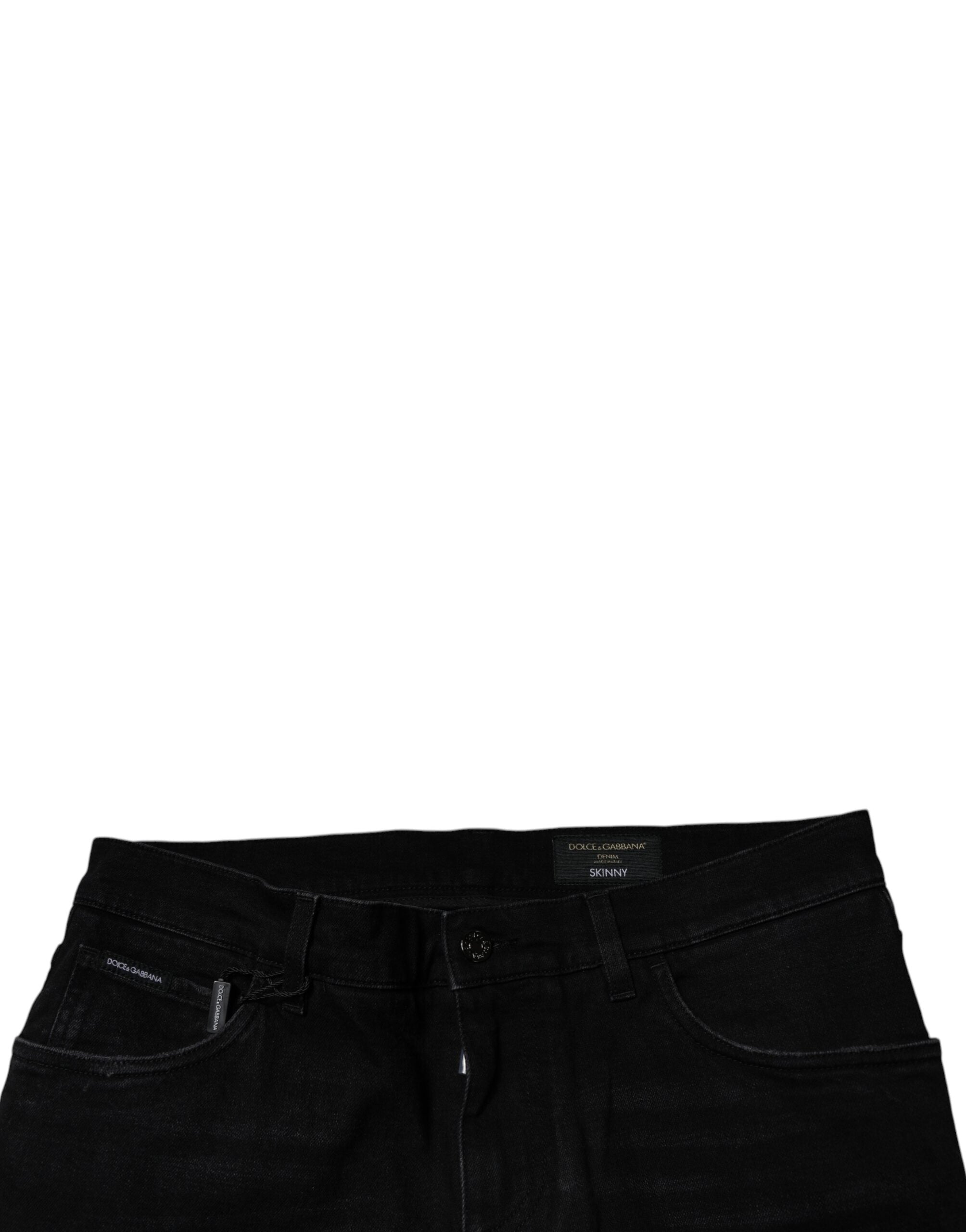 Dolce &amp; Gabbana Schwarze Skinny Jeans aus zerrissener Baumwolle für Herren