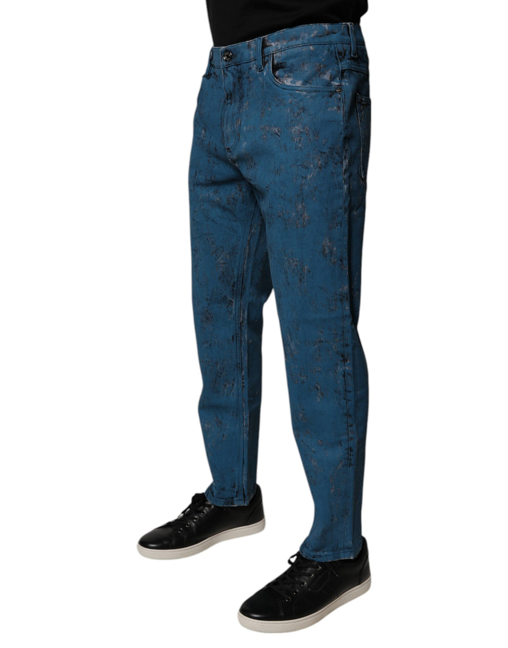 Dolce &amp; Gabbana – Skinny-Jeans aus Baumwolle in Blau mit Batikmuster für Herren