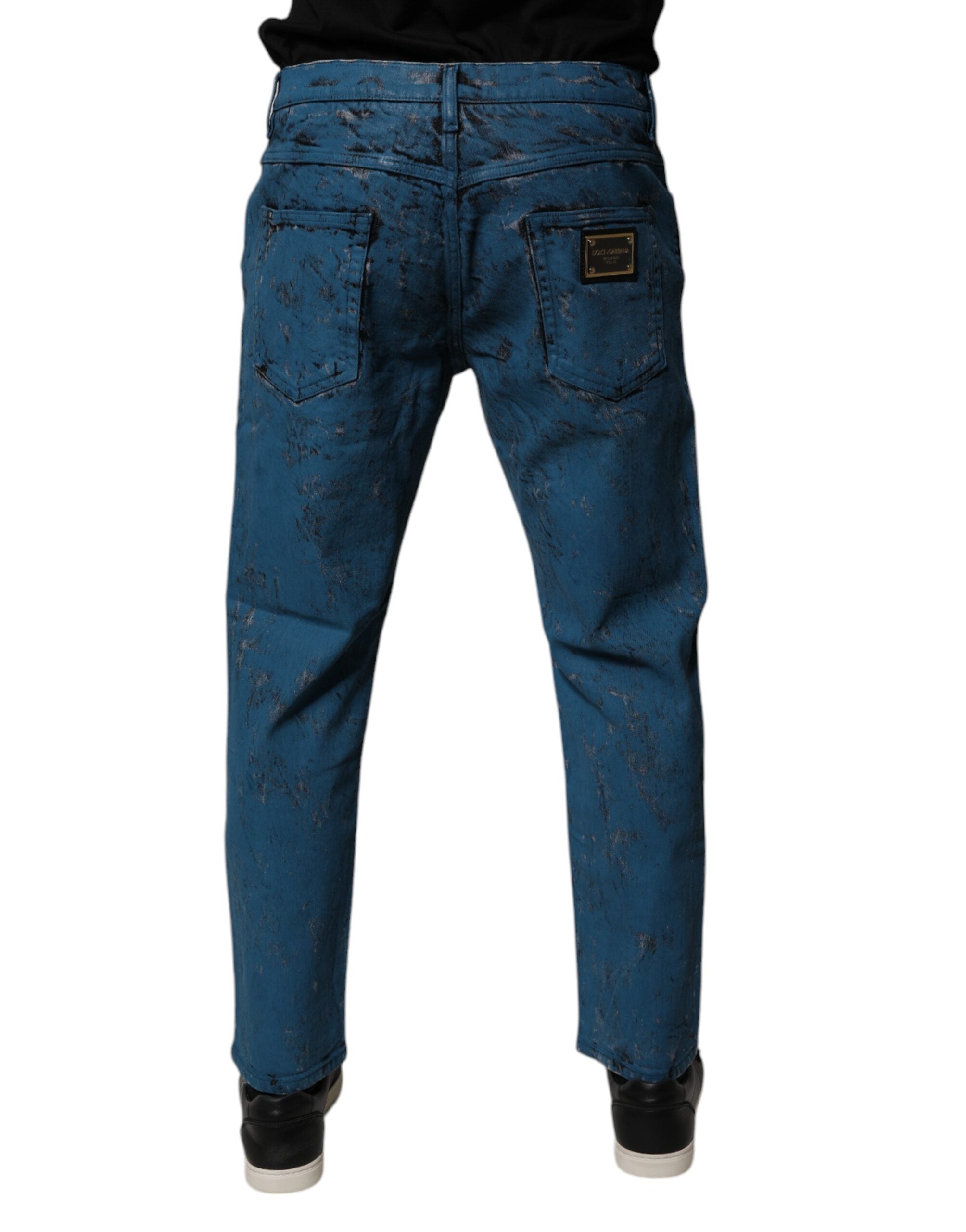 Dolce &amp; Gabbana – Skinny-Jeans aus Baumwolle in Blau mit Batikmuster für Herren