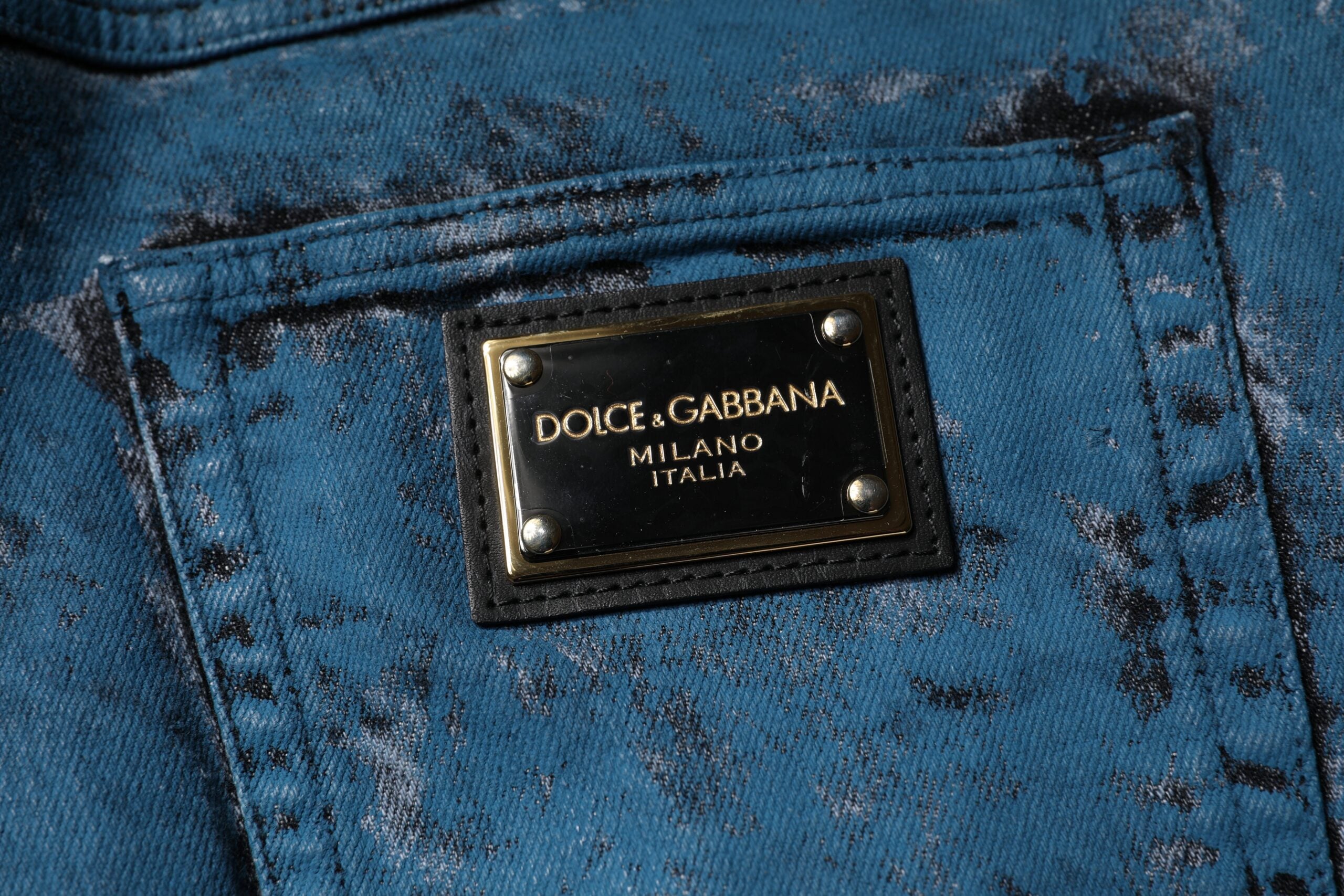 Dolce &amp; Gabbana – Skinny-Jeans aus Baumwolle in Blau mit Batikmuster für Herren