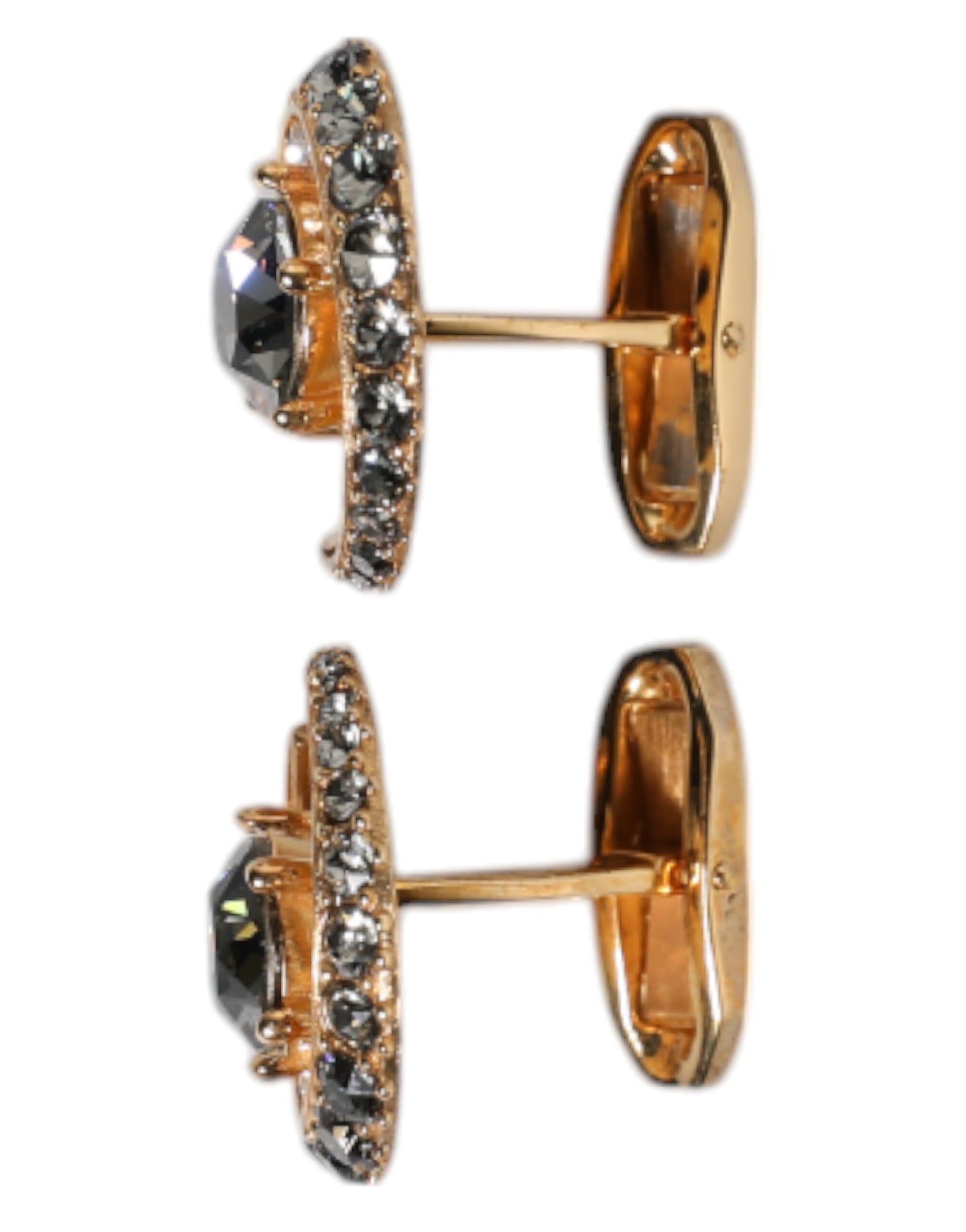 Dolce &amp; Gabbana Manschettenknopf Luna aus Messing mit Gold- und schwarzem Kristall