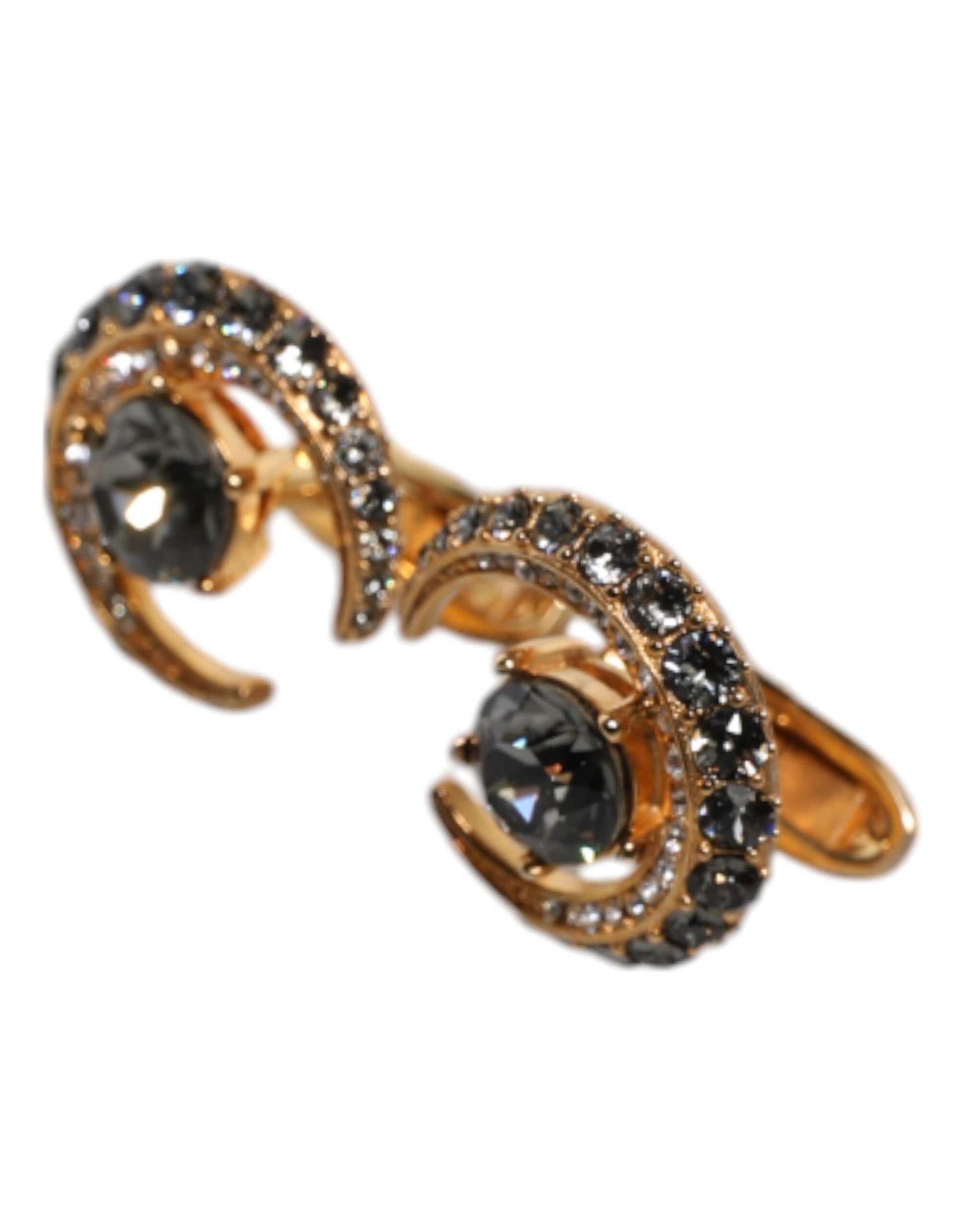 Dolce &amp; Gabbana Manschettenknopf Luna aus Messing mit Gold- und schwarzem Kristall