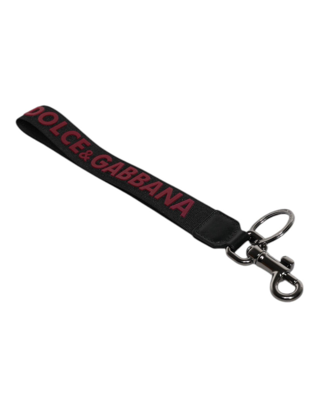 Porte-clés Dolce &amp; Gabbana en nylon noir avec logo argenté pour homme
