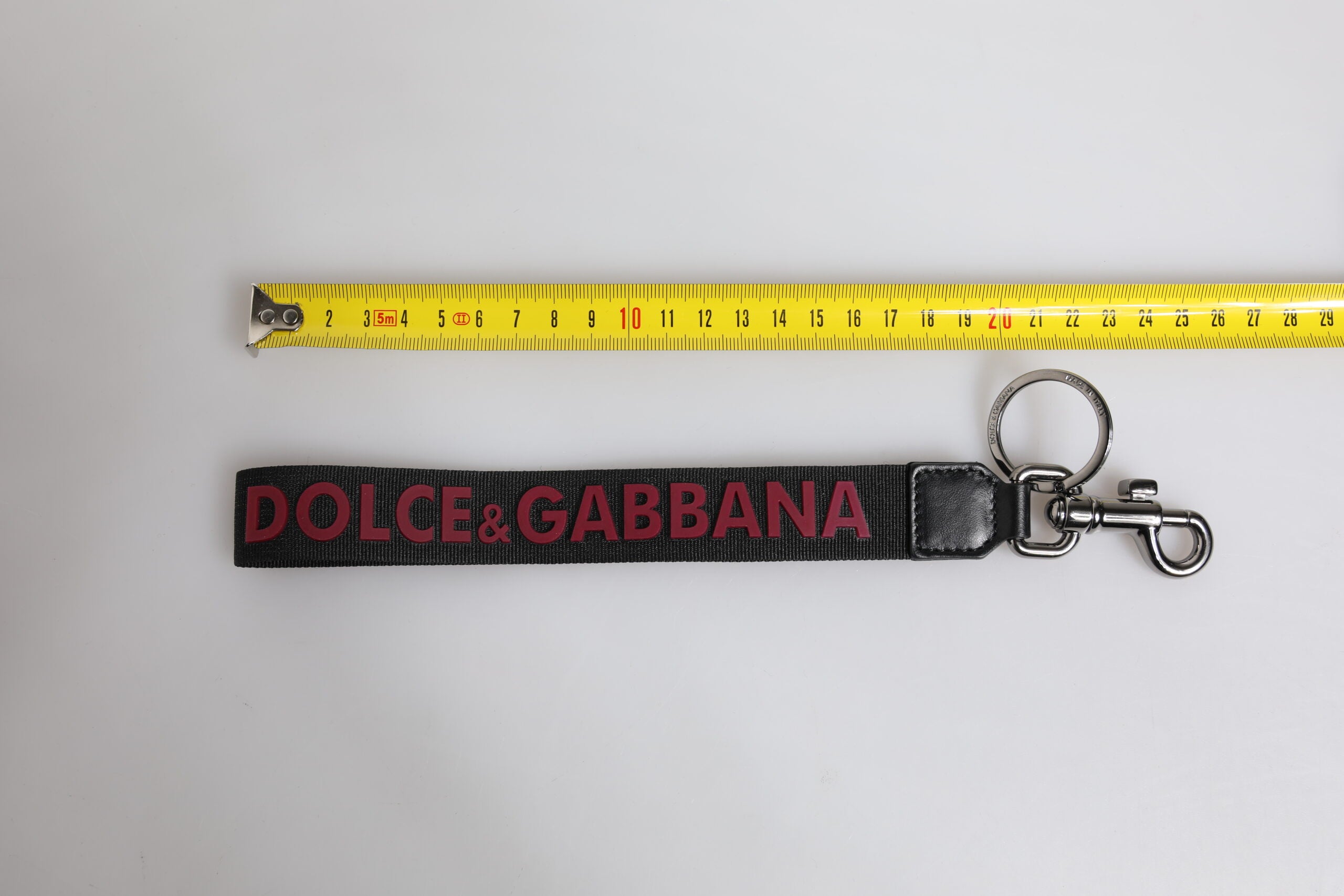 Porte-clés Dolce &amp; Gabbana en nylon noir avec logo argenté pour homme