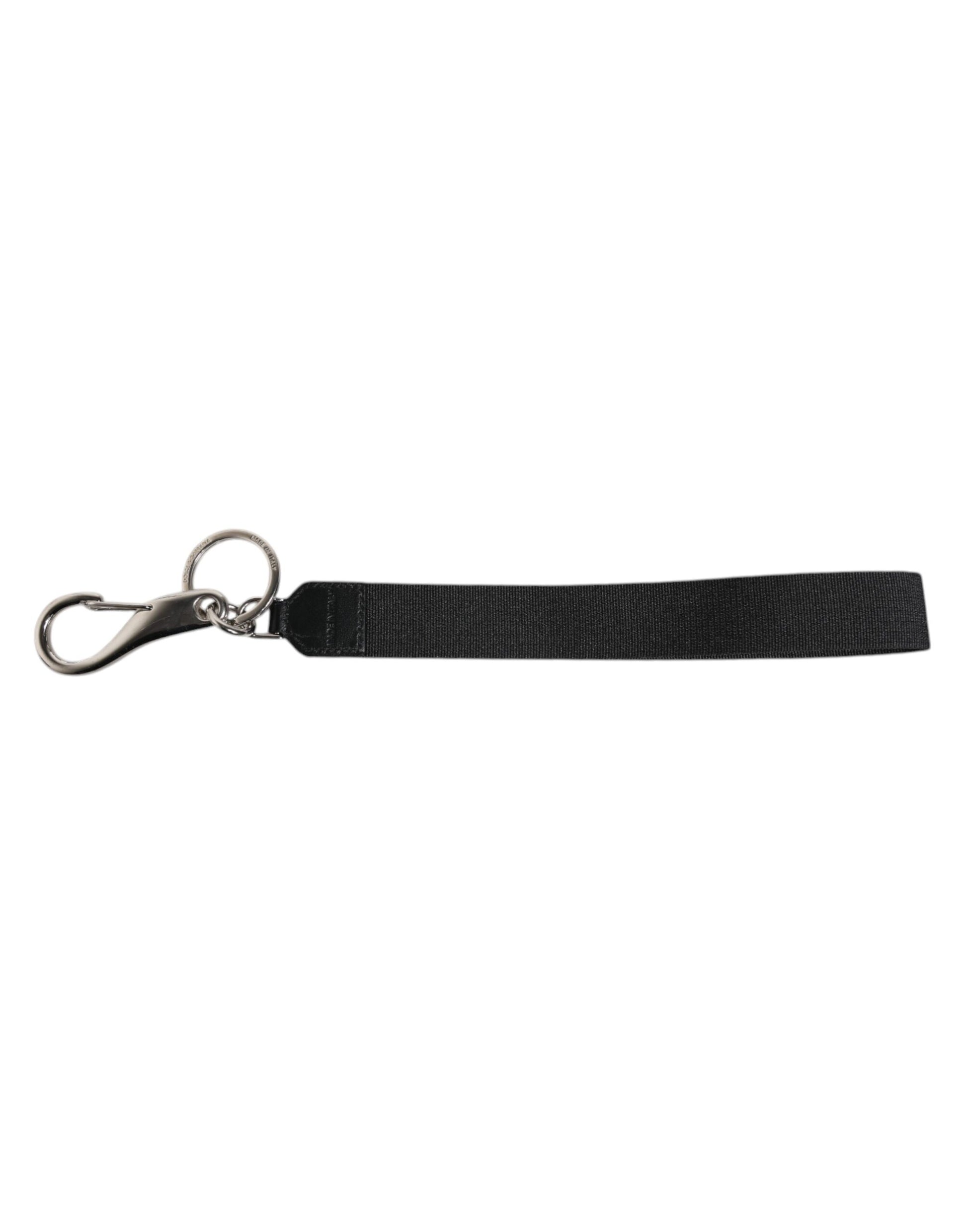 Dolce &amp; Gabbana Schlüsselanhänger mit DG-Krone, Nylon, Schwarz