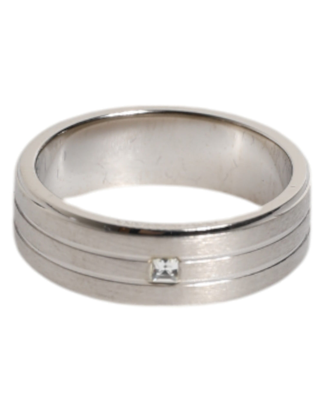 Dolce &amp; Gabbana – Silberfarbener Ring aus Messing mit klarem Kristall und DG-Logo