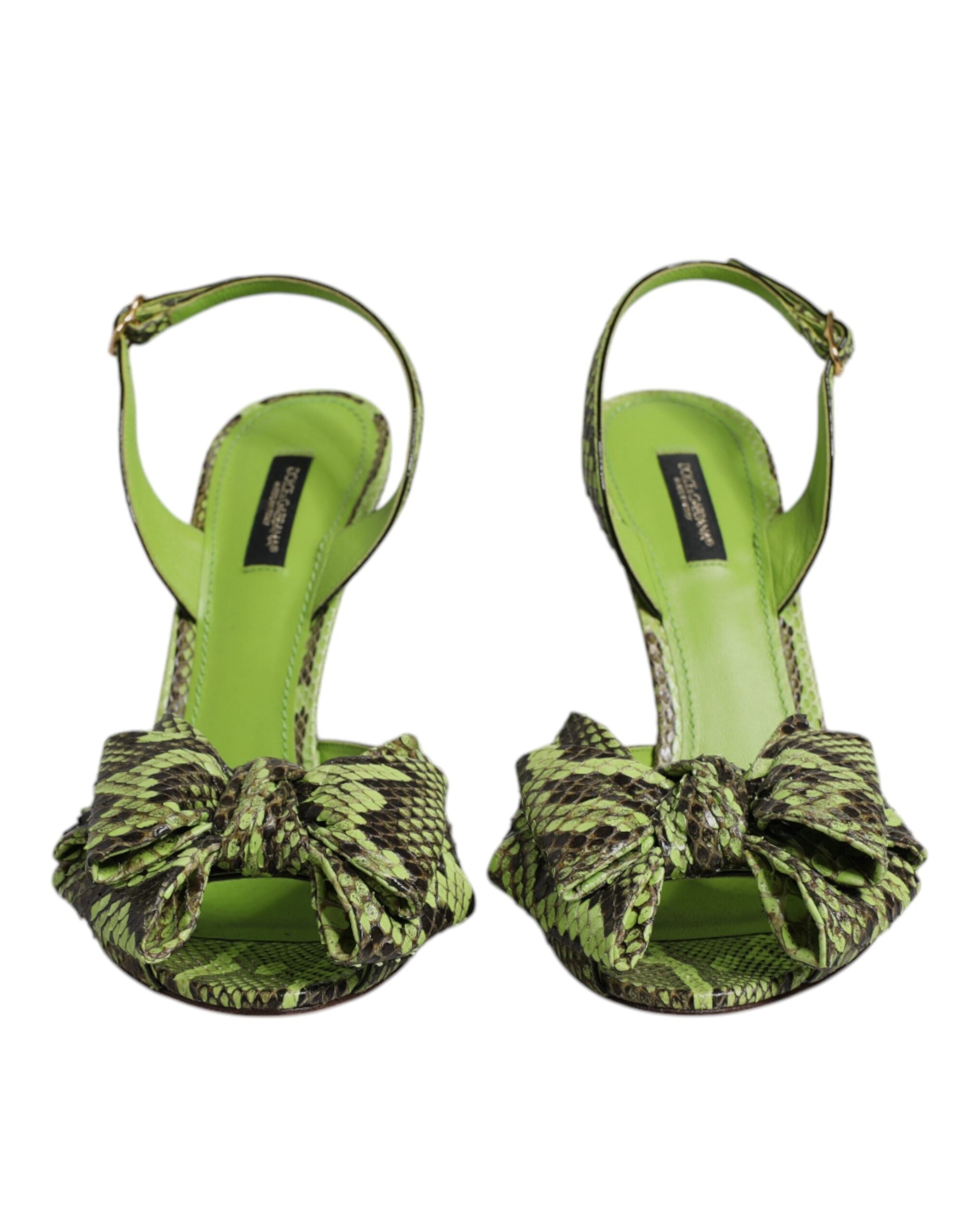 Sandales à talons en cuir python vert Dolce &amp; Gabbana
