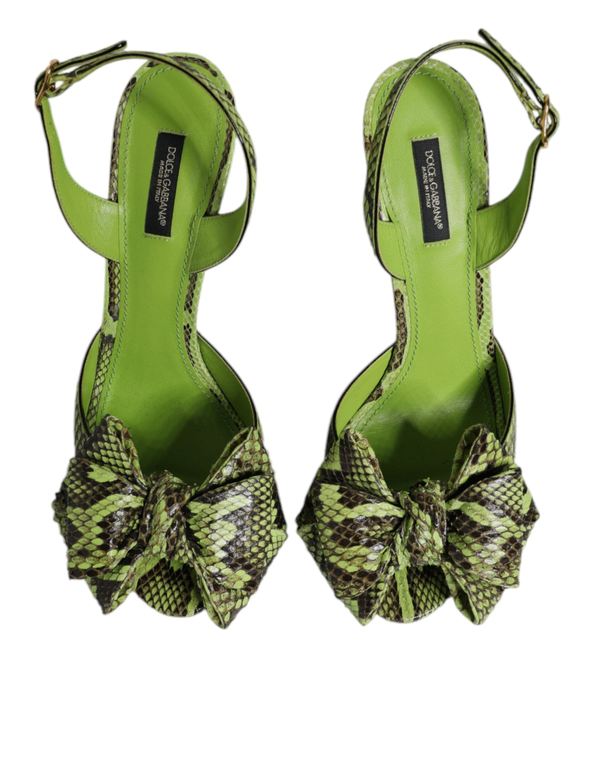 Sandales à talons en cuir python vert Dolce &amp; Gabbana