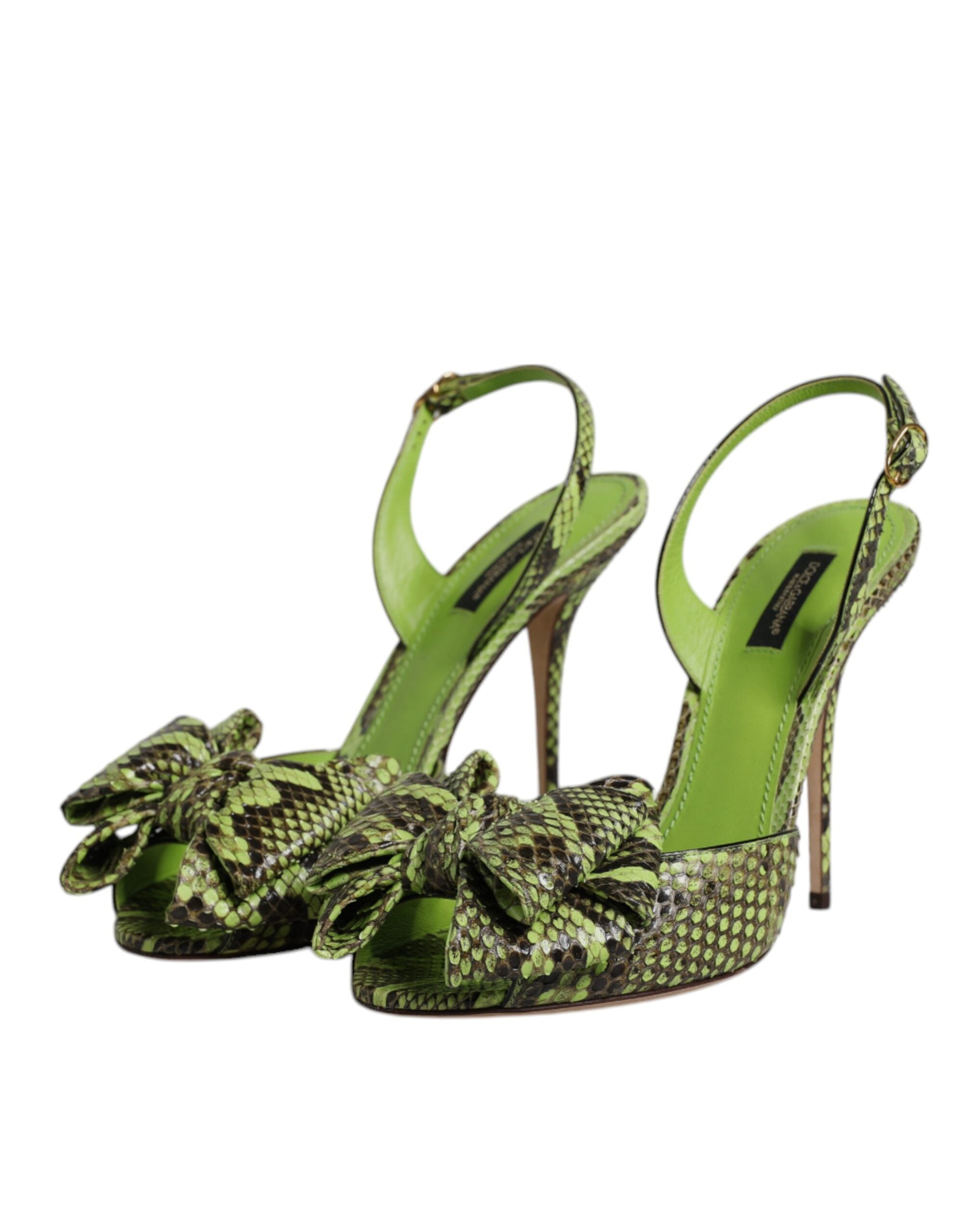 Sandales à talons en cuir python vert Dolce &amp; Gabbana