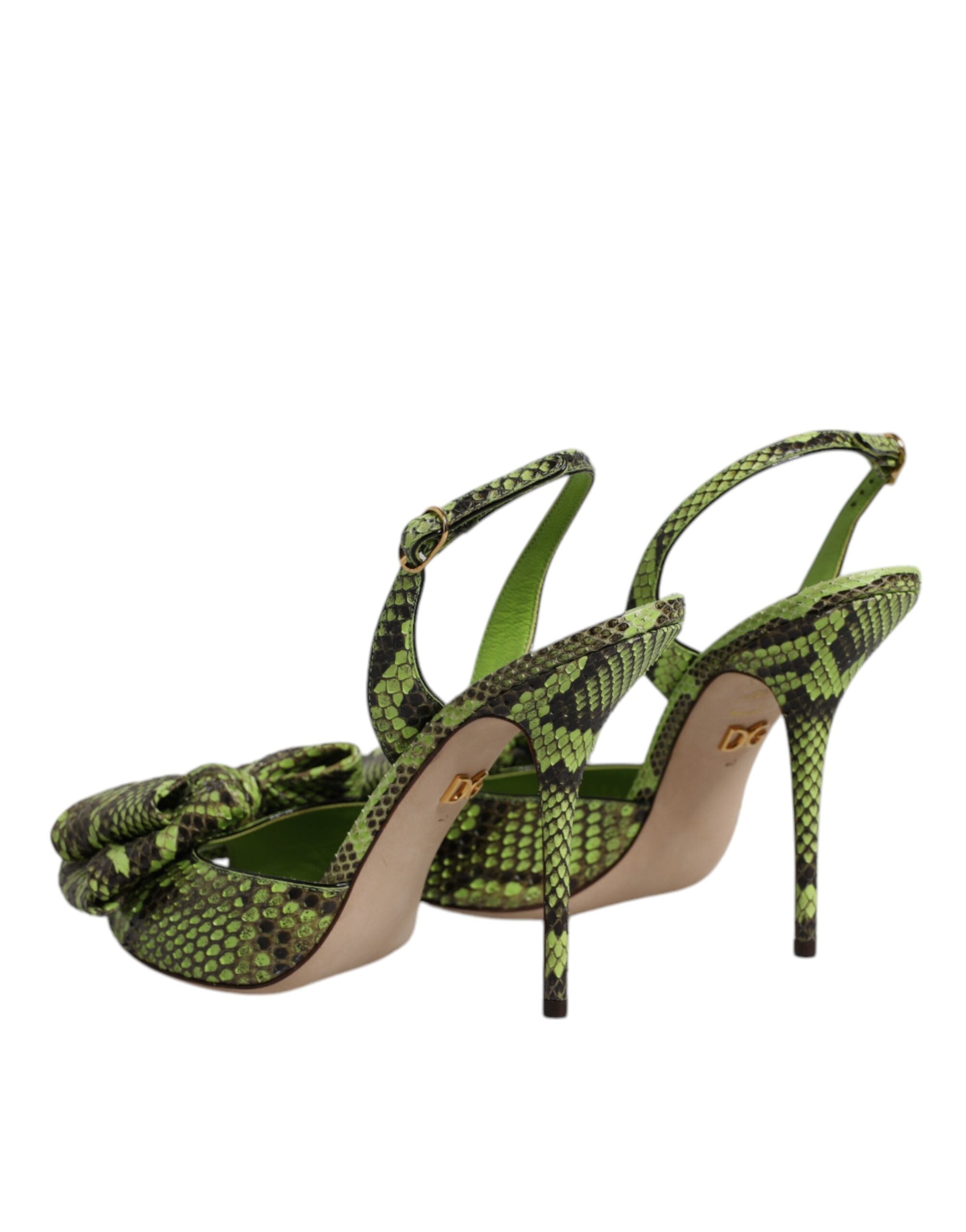 Sandales à talons en cuir python vert Dolce &amp; Gabbana
