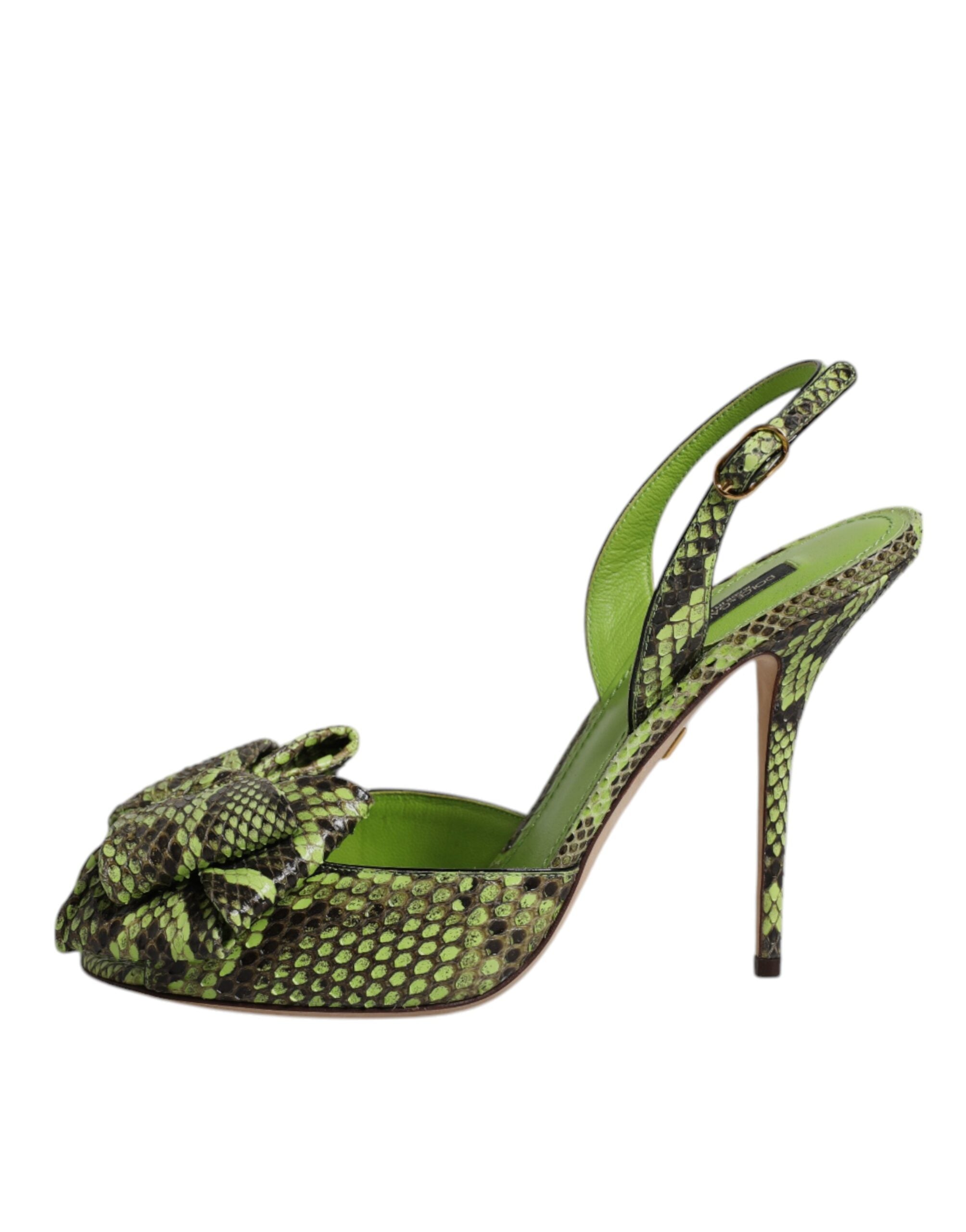 Sandales à talons en cuir python vert Dolce &amp; Gabbana