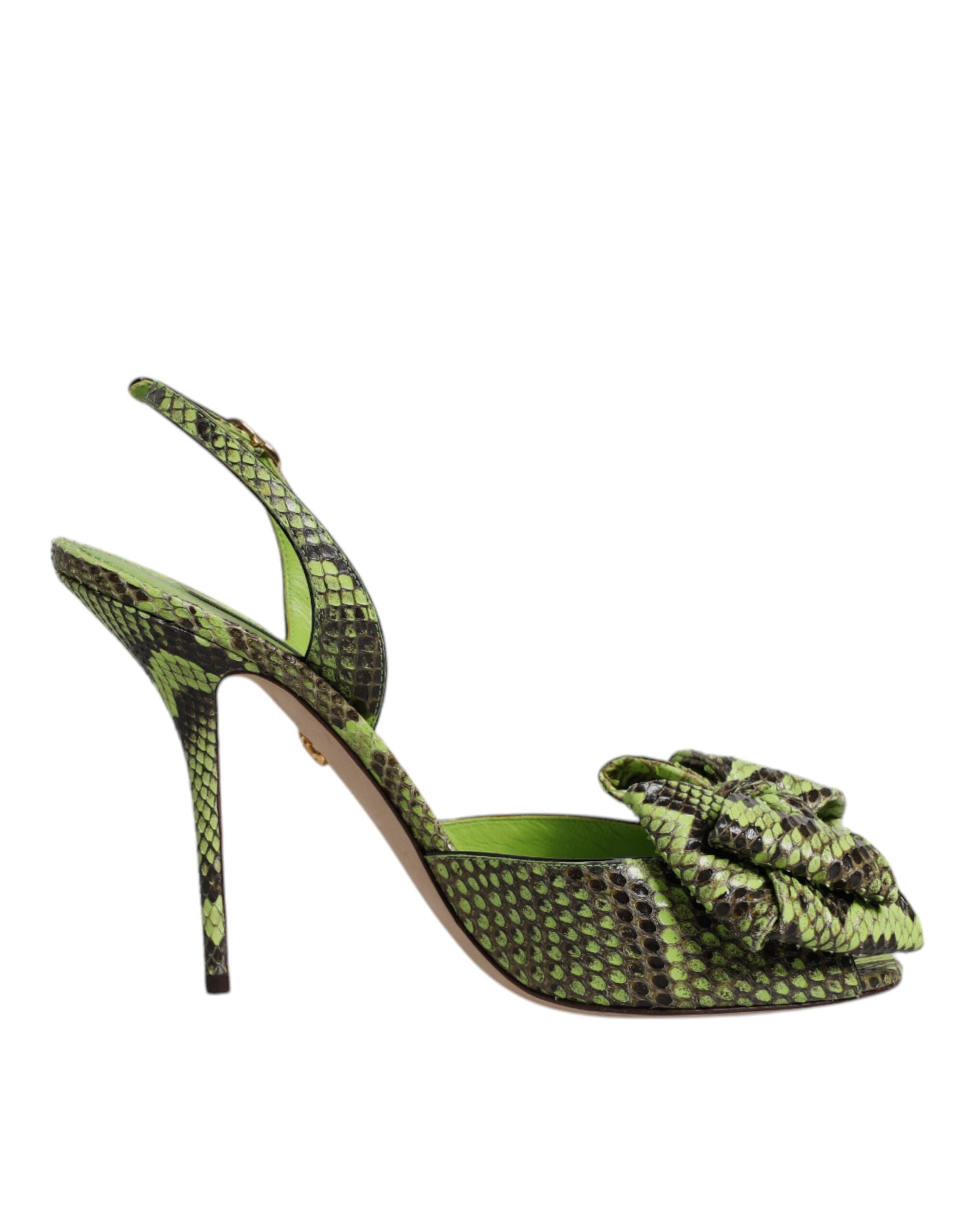 Sandales à talons en cuir python vert Dolce &amp; Gabbana