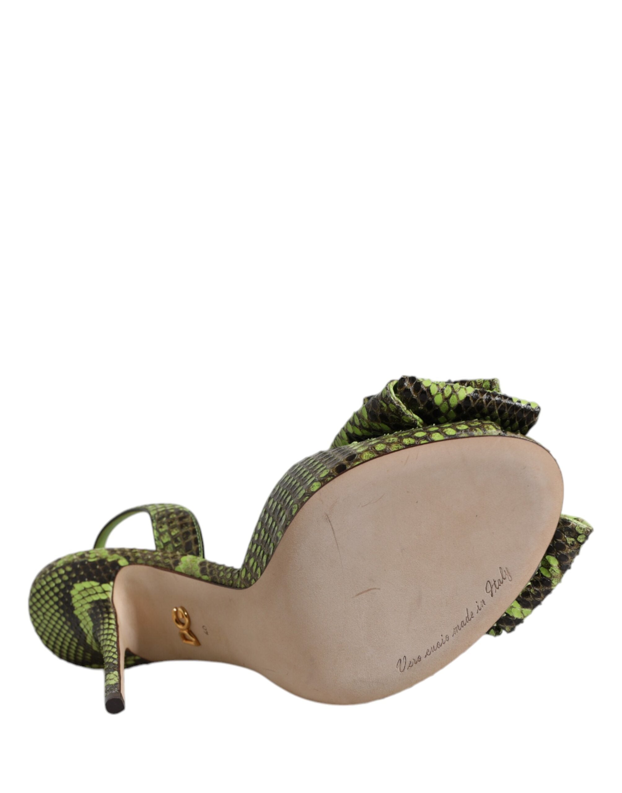 Sandales à talons en cuir python vert Dolce &amp; Gabbana
