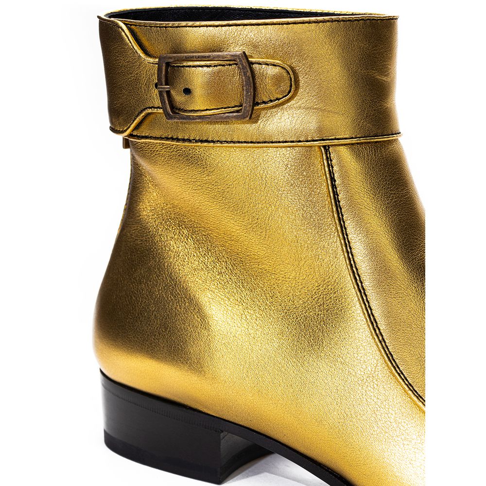 Saint Laurent – ​​Goldener Lederstiefel