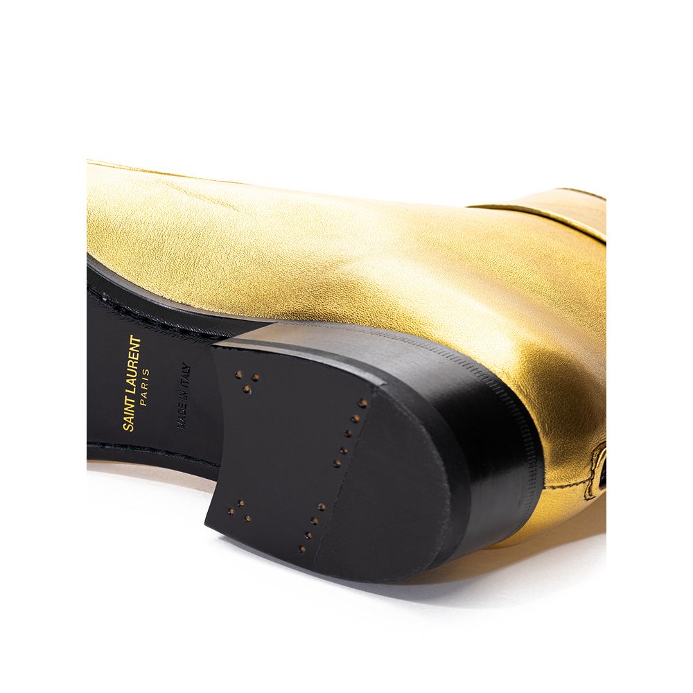 Saint Laurent – ​​Goldener Lederstiefel