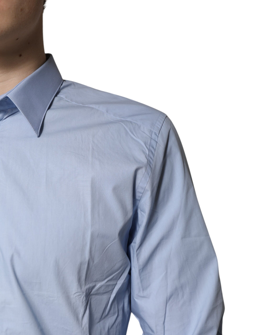 Dolce & Gabbana Light Blue Cotton GOLD Dress Formal Shirt