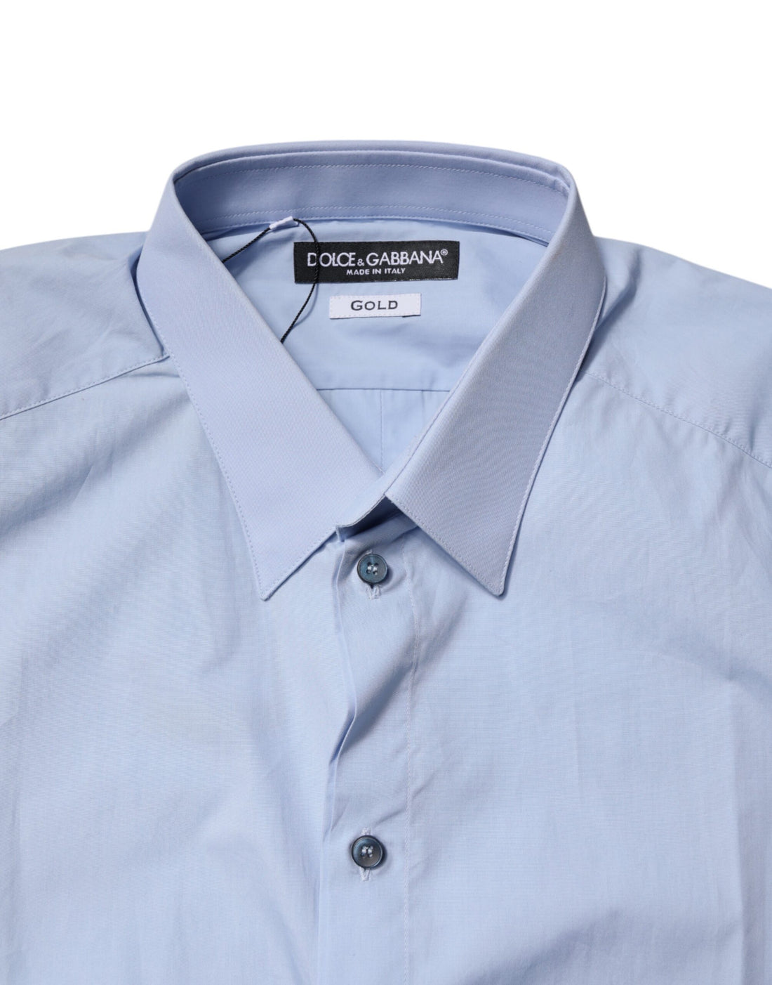 Dolce & Gabbana Light Blue Cotton GOLD Dress Formal Shirt