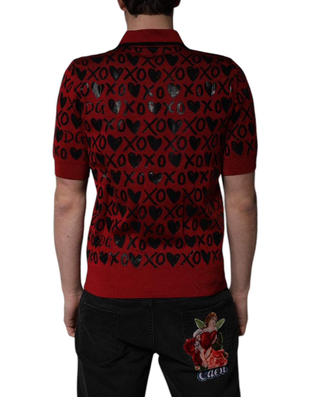 Dolce & Gabbana Red Cotton XOXO Collared Polo