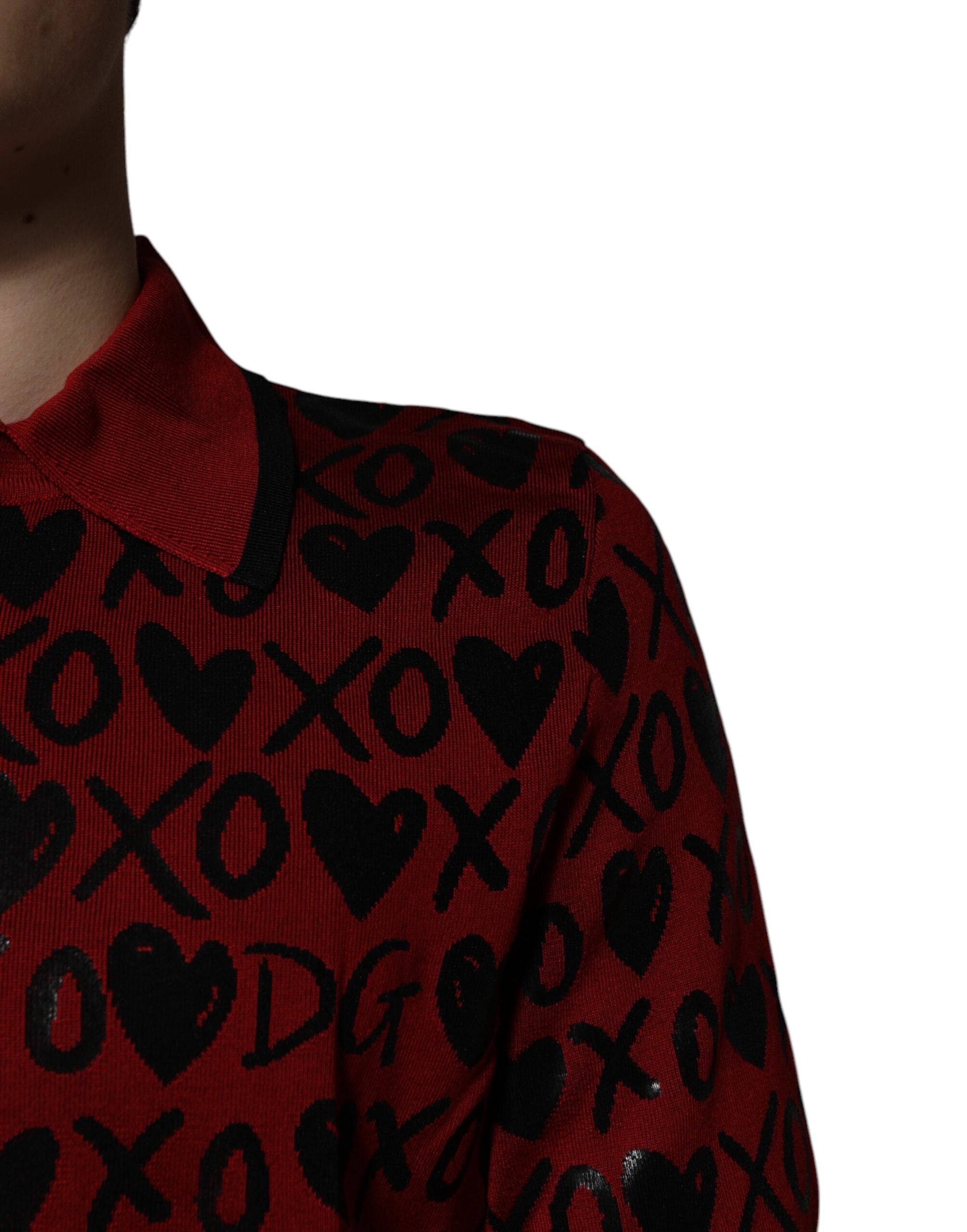 Dolce & Gabbana Red Cotton XOXO Collared Polo