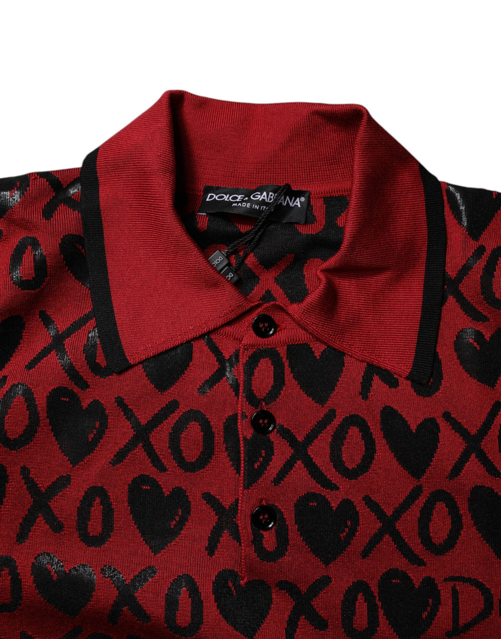 Dolce & Gabbana Red Cotton XOXO Collared Polo