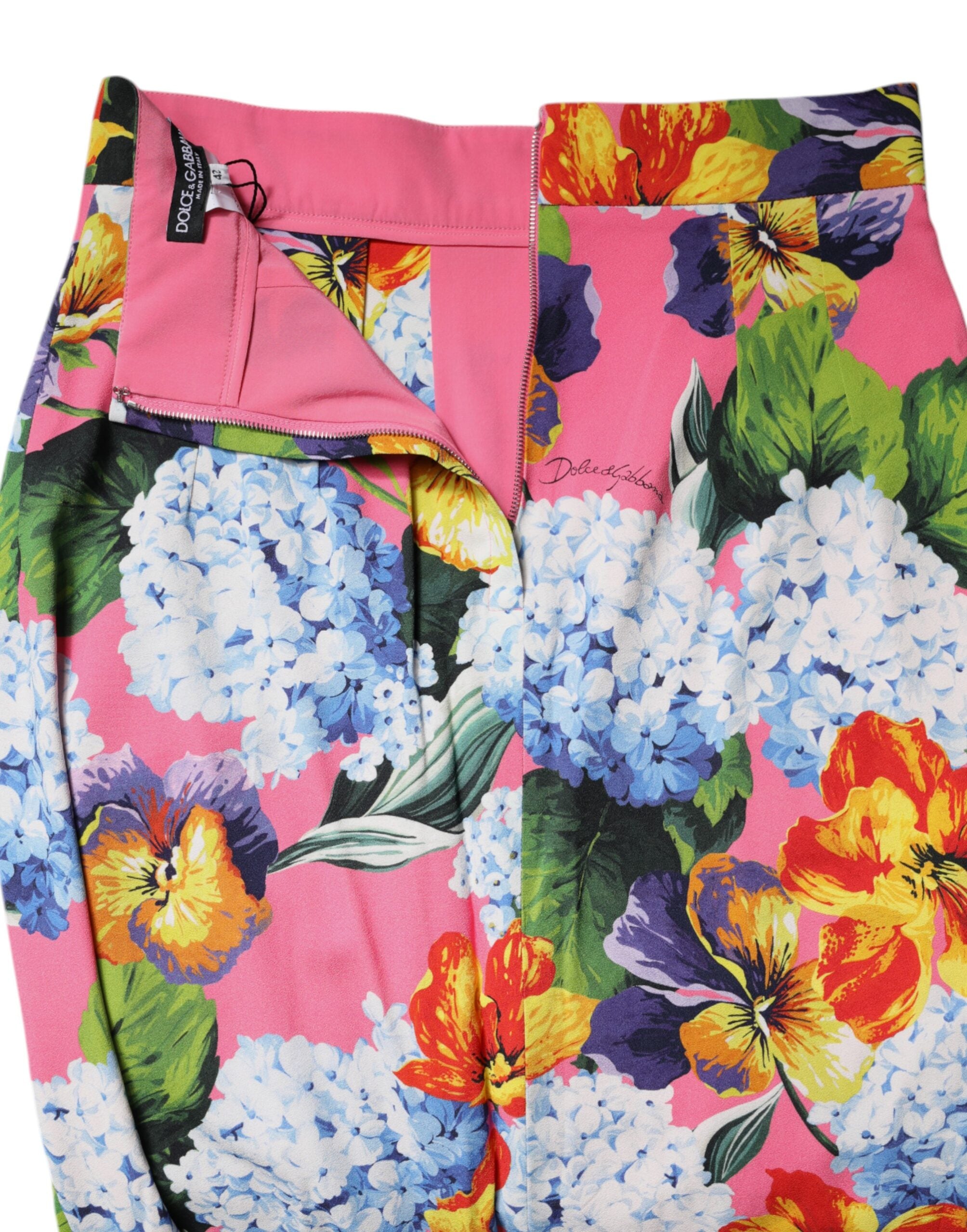 Jupe midi taille haute à fleurs multicolores Dolce &amp; Gabbana