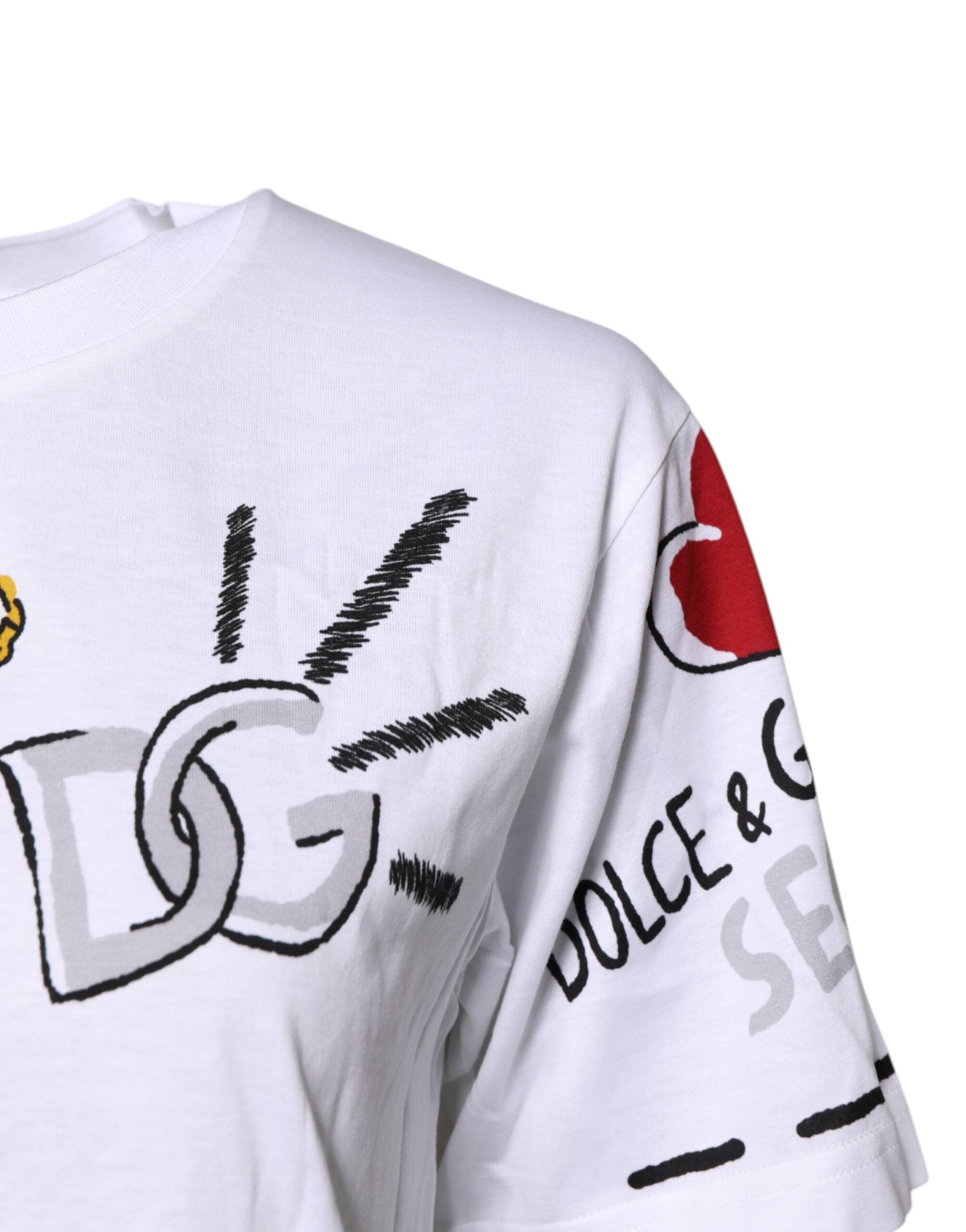 T-shirt blanc à manches courtes en jersey imprimé Dolce &amp; Gabbana