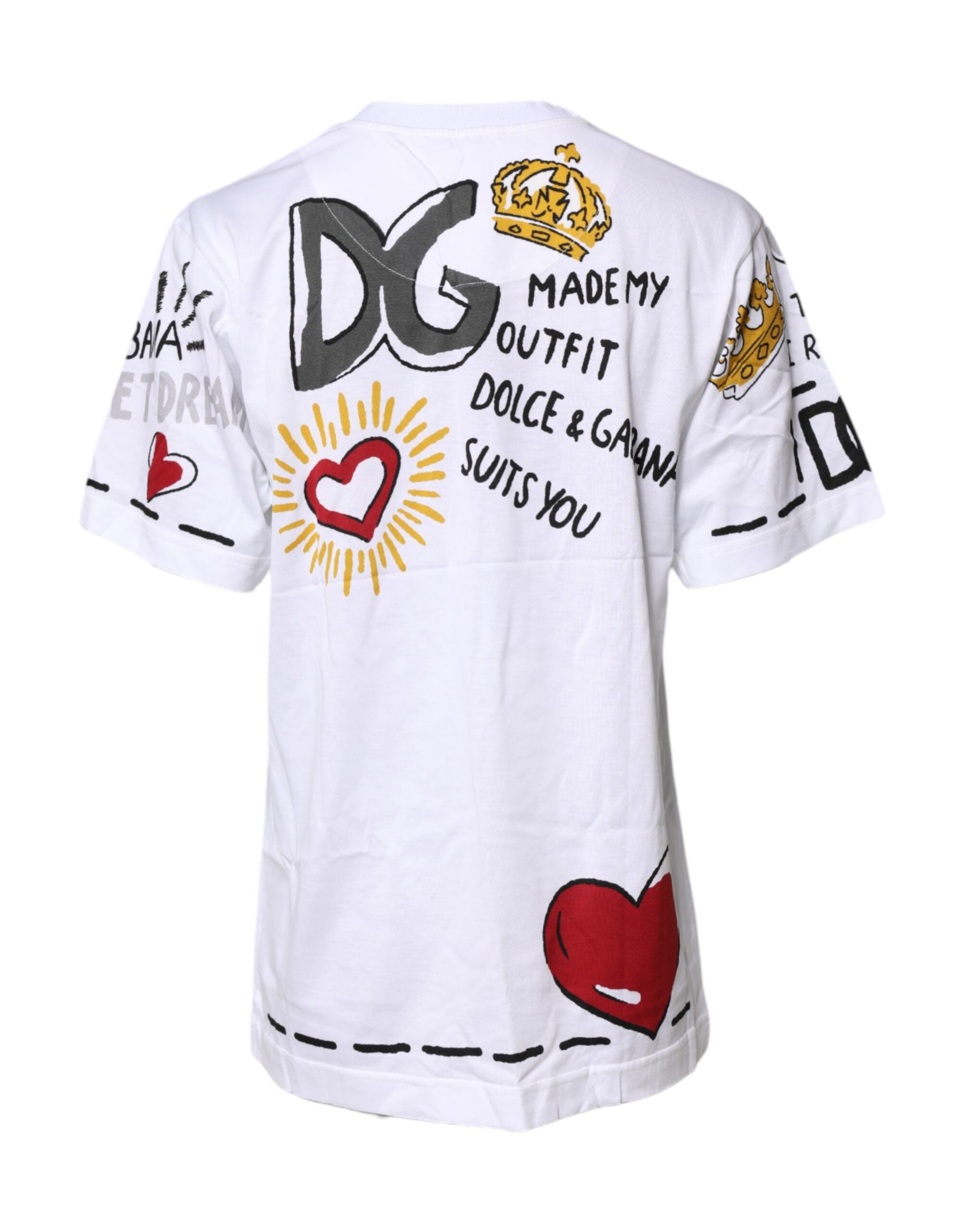 T-shirt blanc à manches courtes en jersey imprimé Dolce &amp; Gabbana