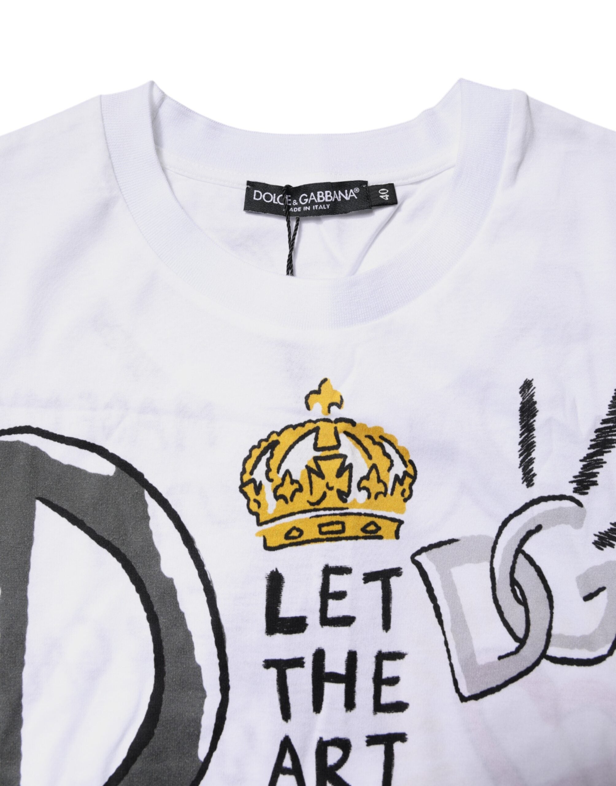T-shirt blanc à manches courtes en jersey imprimé Dolce &amp; Gabbana