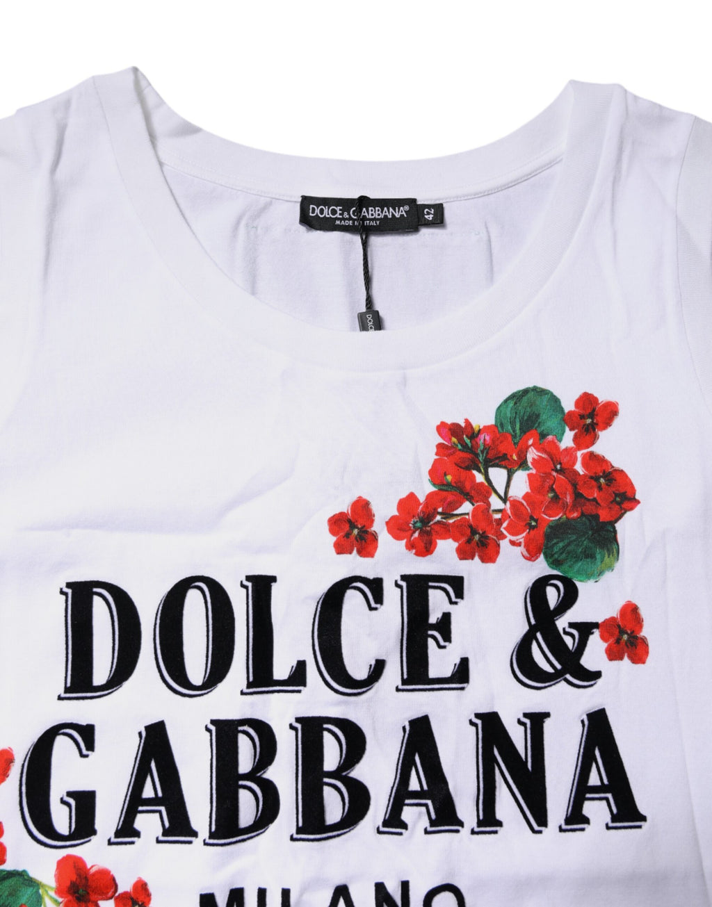 T-shirt sans manches en coton blanc à imprimé floral Dolce &amp; Gabbana