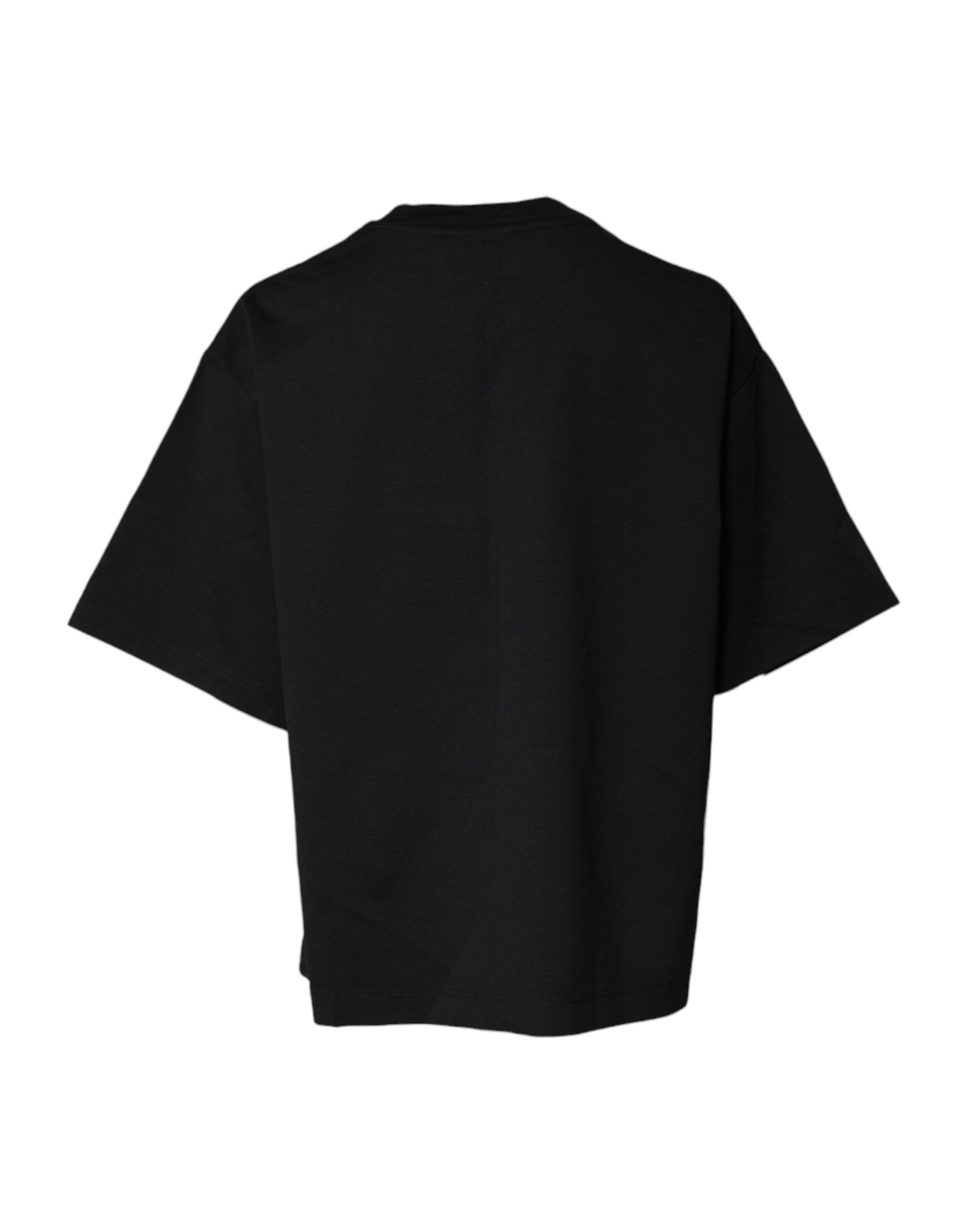 T-shirt col rond en coton imprimé noir Dolce &amp; Gabbana