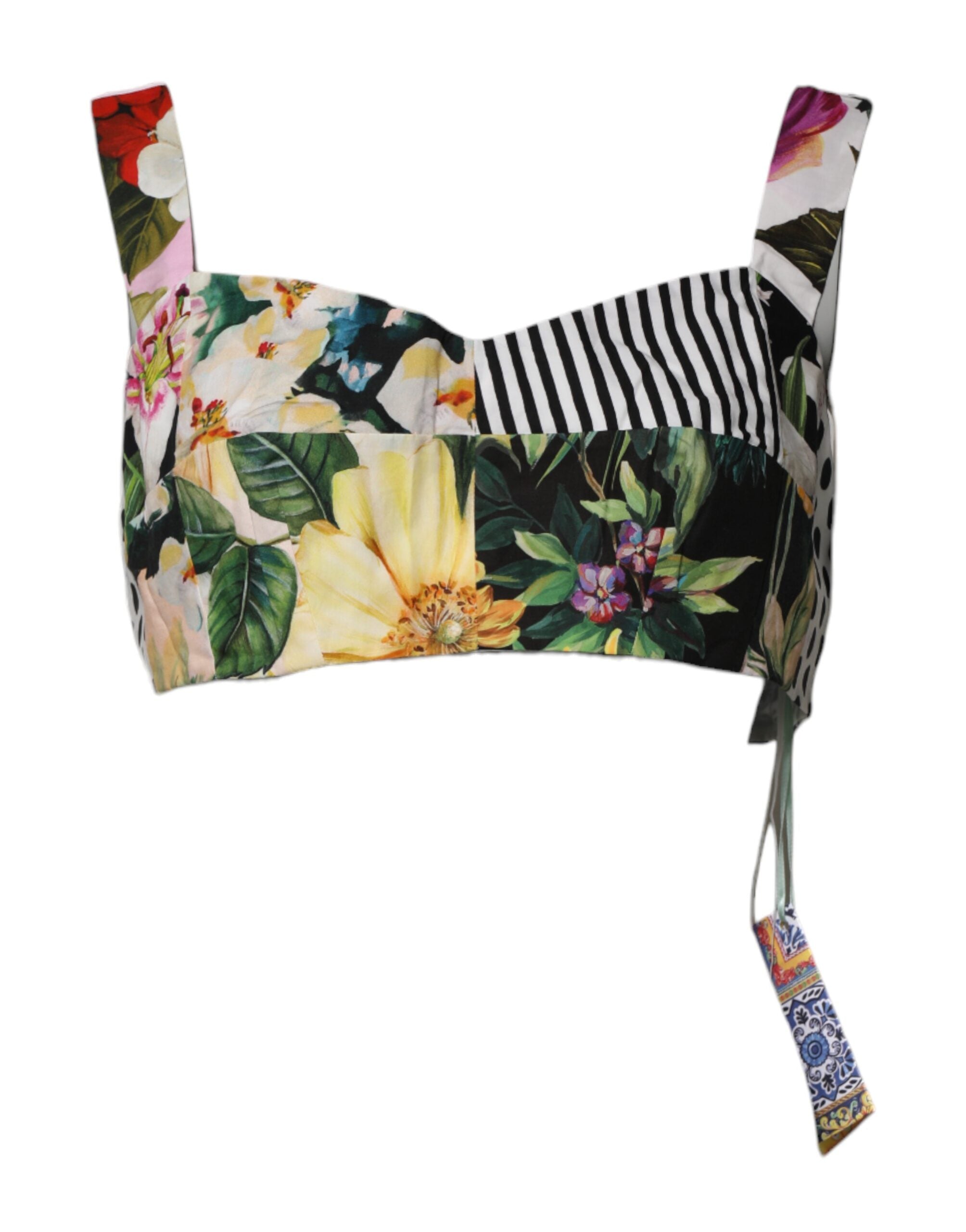 Dolce &amp; Gabbana Haut court patchwork multicolore à col en cœur