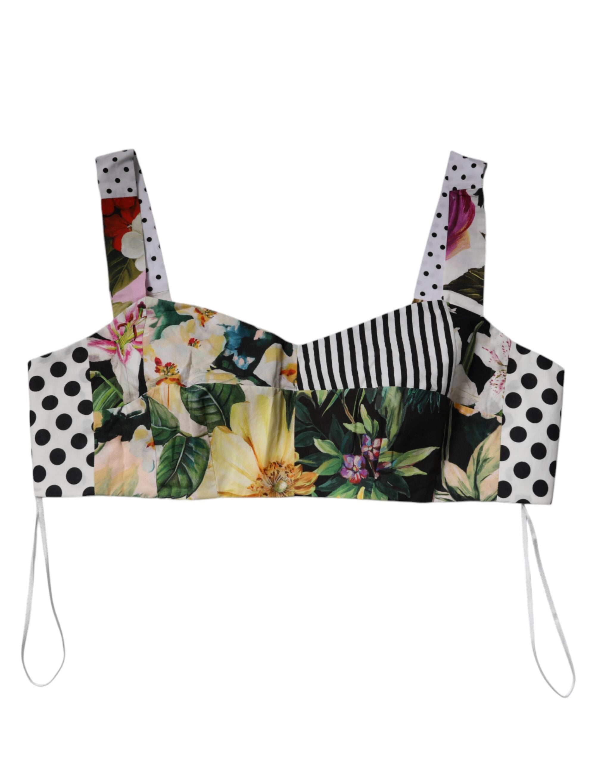 Dolce &amp; Gabbana Haut court patchwork multicolore à col en cœur