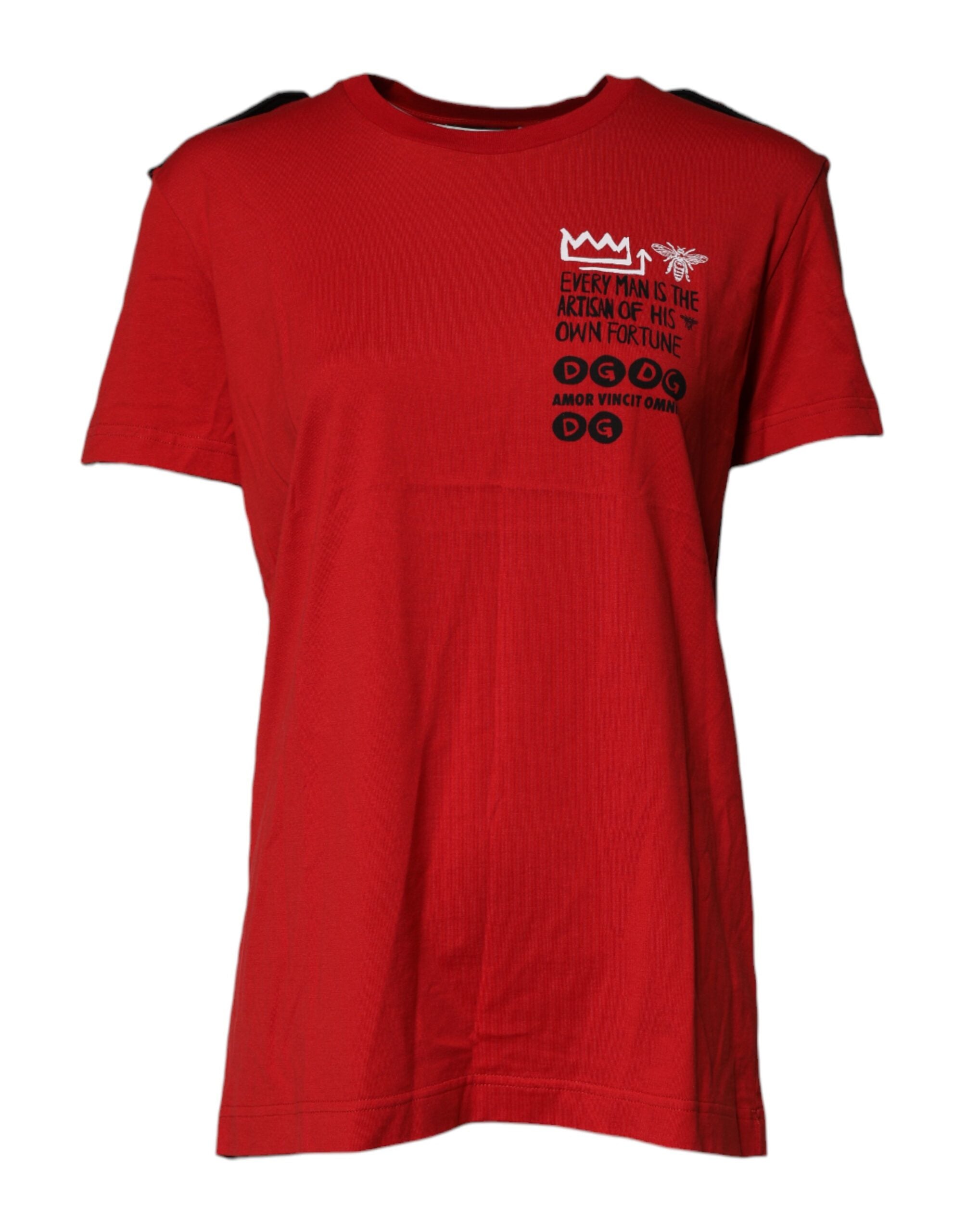 T-shirt à manches courtes et col rond en coton rouge Dolce &amp; Gabbana