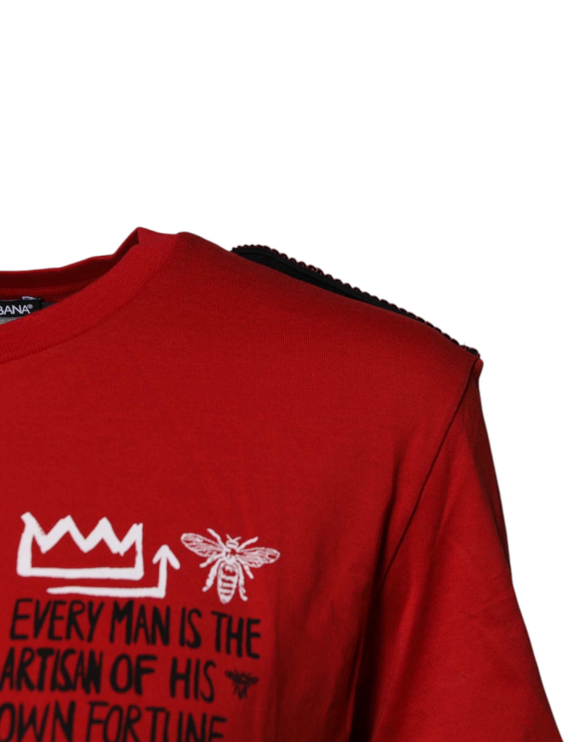 T-shirt à manches courtes et col rond en coton rouge Dolce &amp; Gabbana