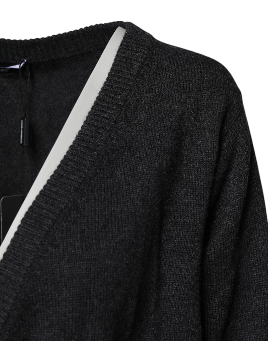 Dolce &amp; Gabbana Grauer Kaschmirpullover mit tiefem V-Ausschnitt