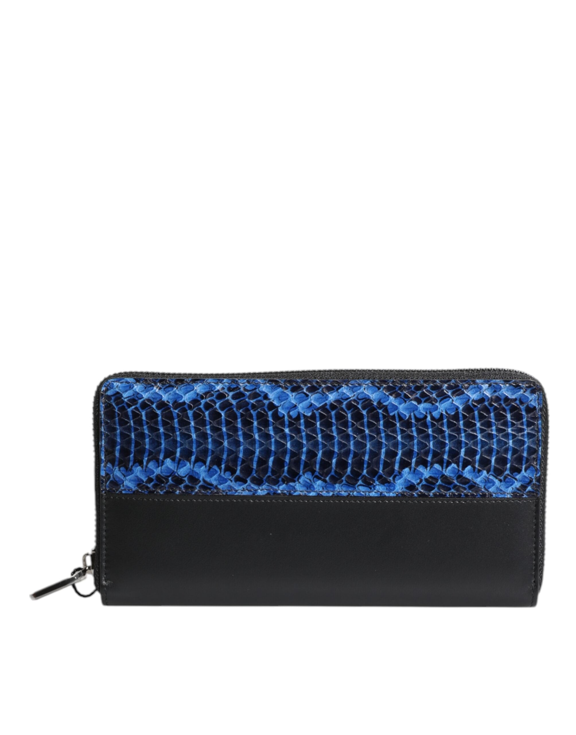 Portefeuille continental Dolce &amp; Gabbana en cuir exotique noir et bleu gaufré