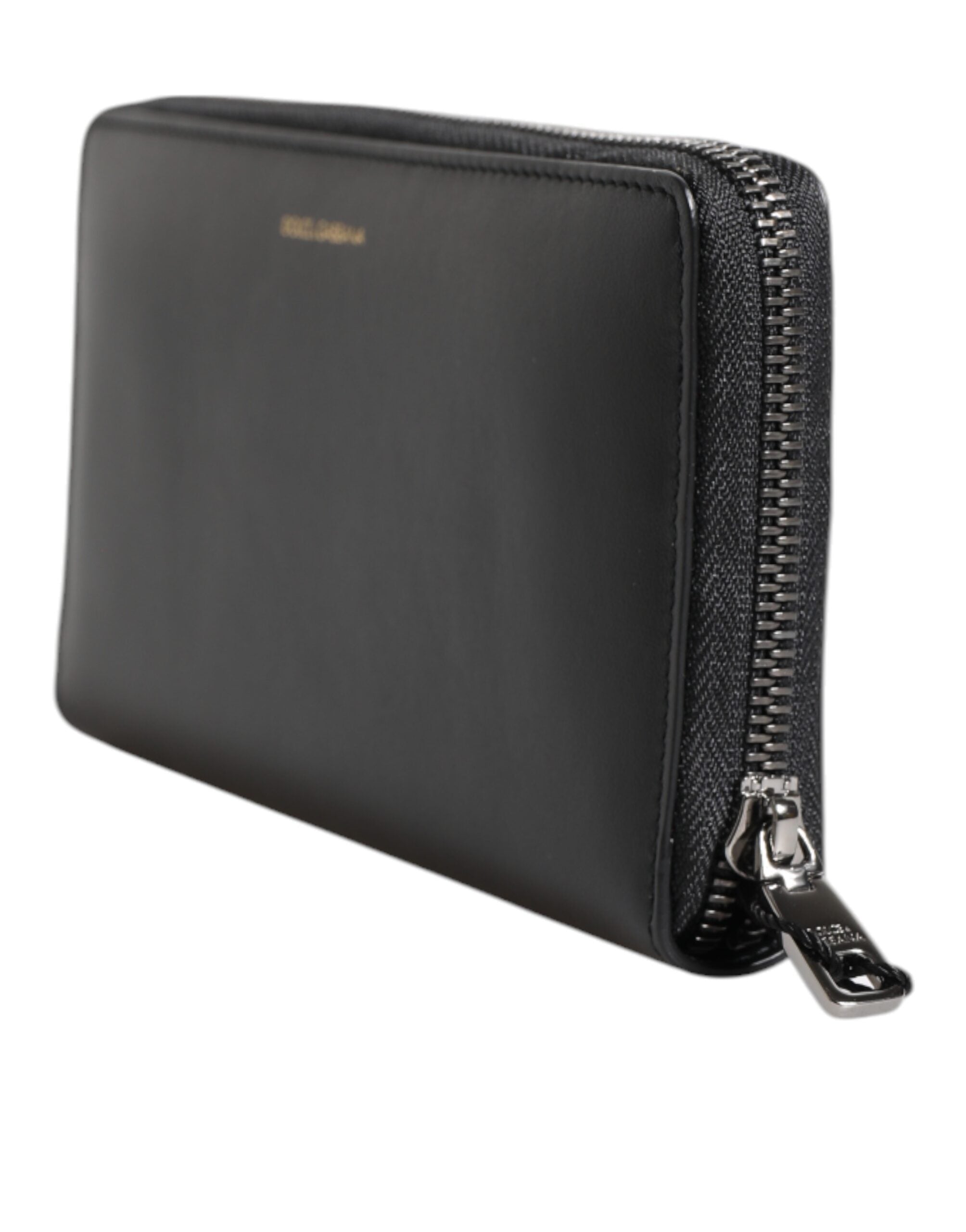 Portefeuille continental Dolce &amp; Gabbana en cuir exotique noir et bleu gaufré