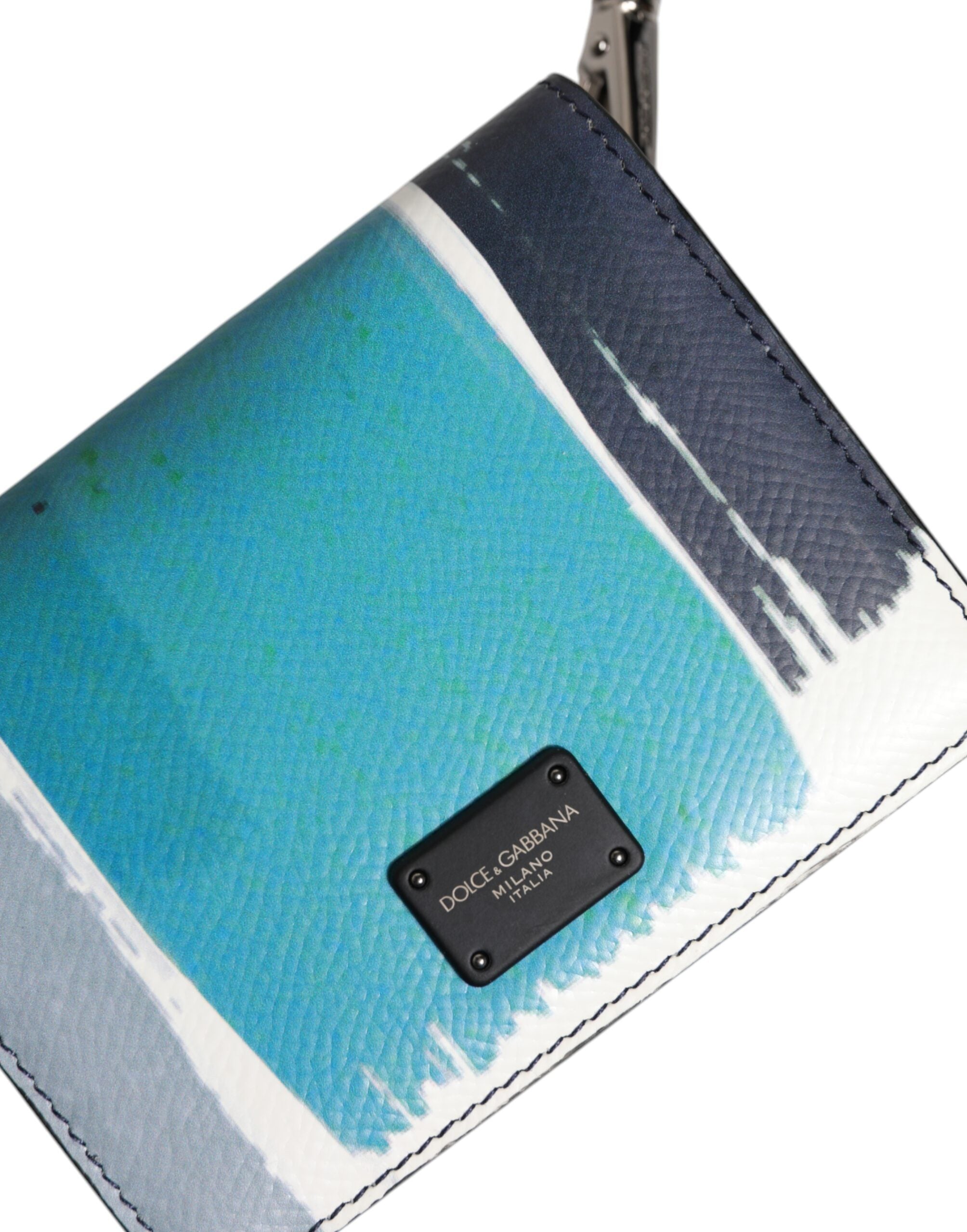Portefeuille porte-cartes à deux volets en cuir multicolore Dolce &amp; Gabbana avec logo DG