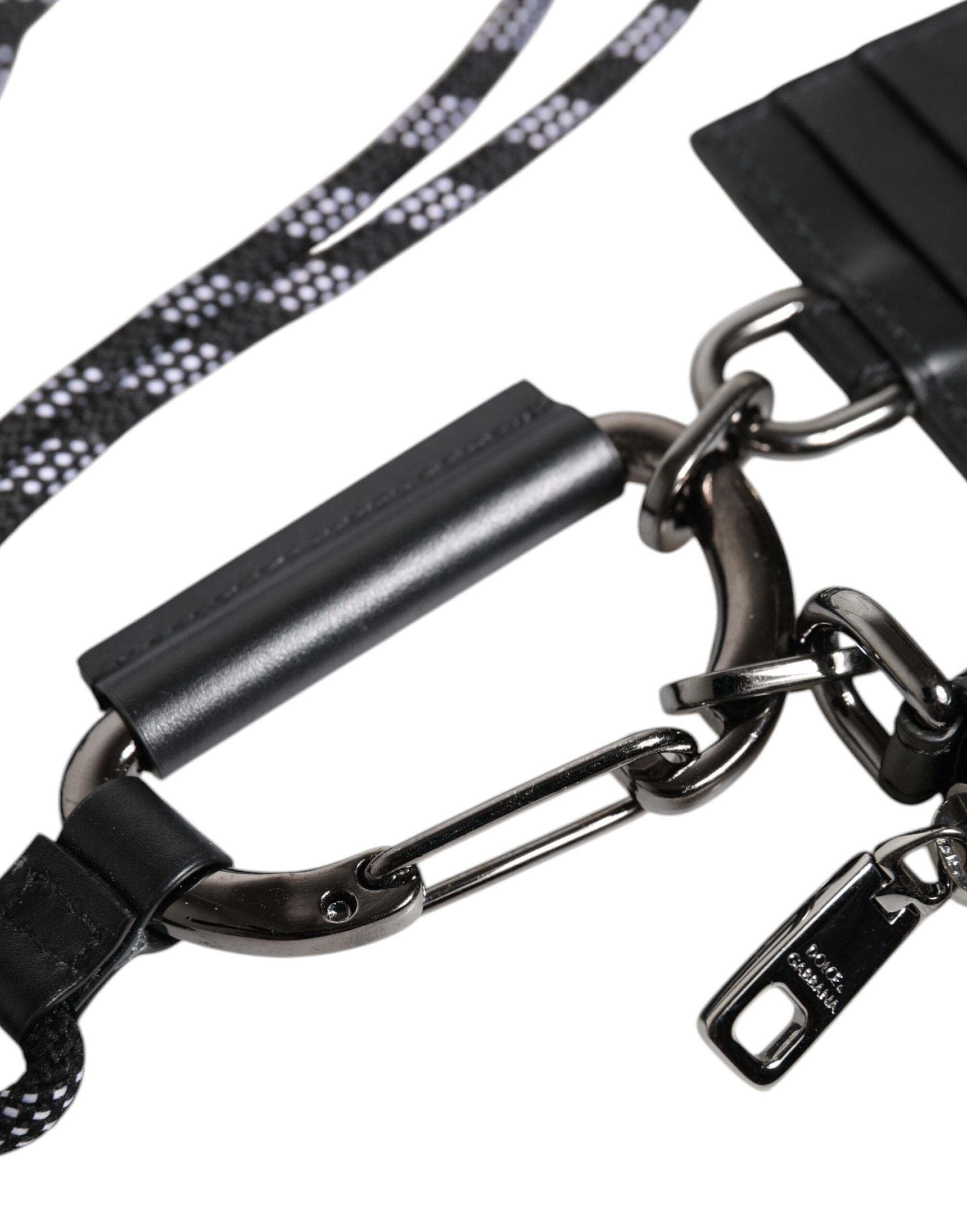 Dolce &amp; Gabbana Schwarzes Kartenetui aus Leder mit Rundum-Reißverschluss