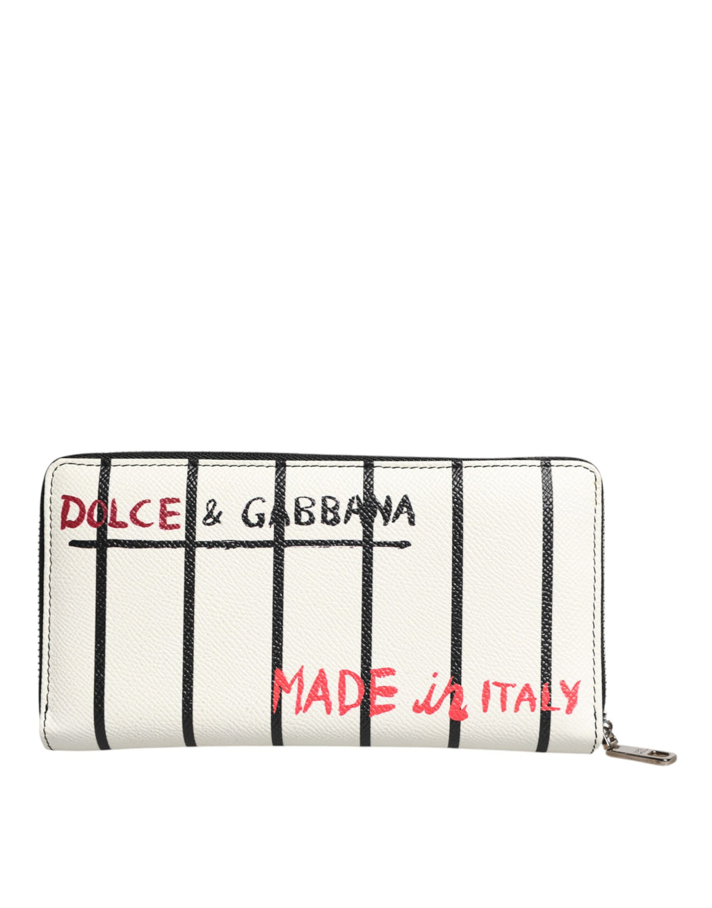 Portefeuille continental zippé en cuir blanc Dolce &amp; Gabbana DG Crown Royals