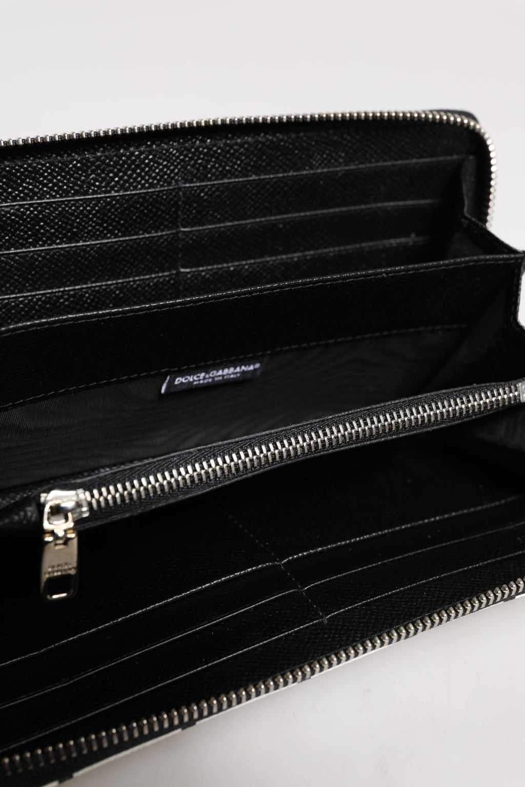 Portefeuille continental zippé en cuir blanc Dolce &amp; Gabbana DG Crown Royals