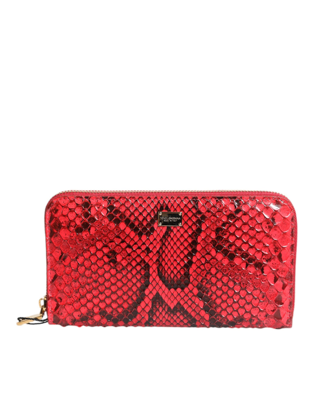 Portefeuille continental zippé en cuir exotique rouge Dolce &amp; Gabbana
