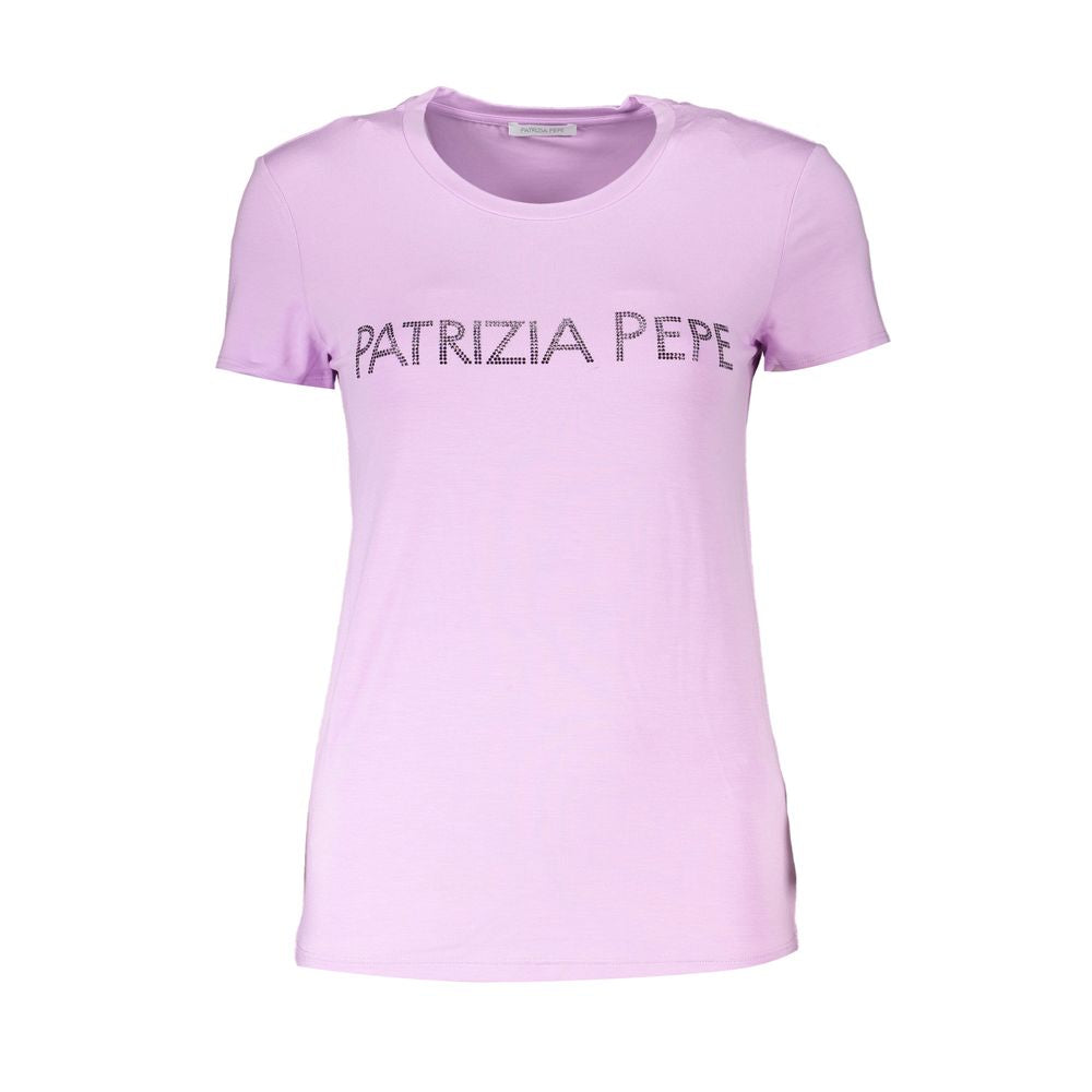 T-shirt ras du cou violet à strass Patrizia Pepe